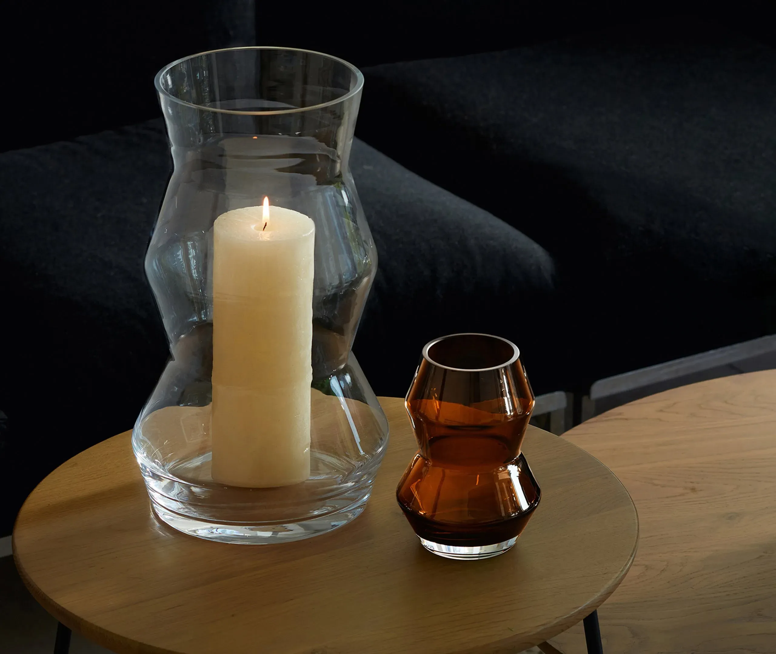 Large Hourglass Vase - Clear, Glass