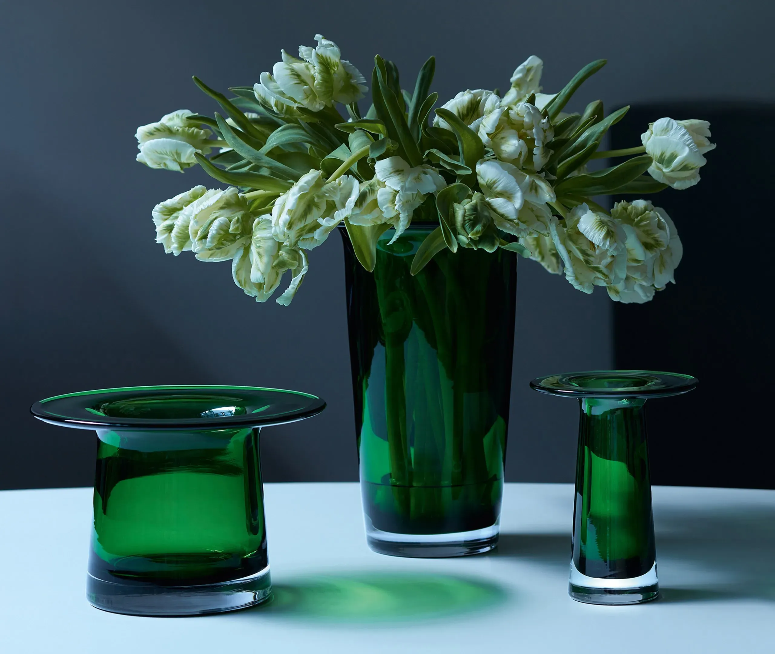Medium Conical Vase Mouthblown - Green, Glass