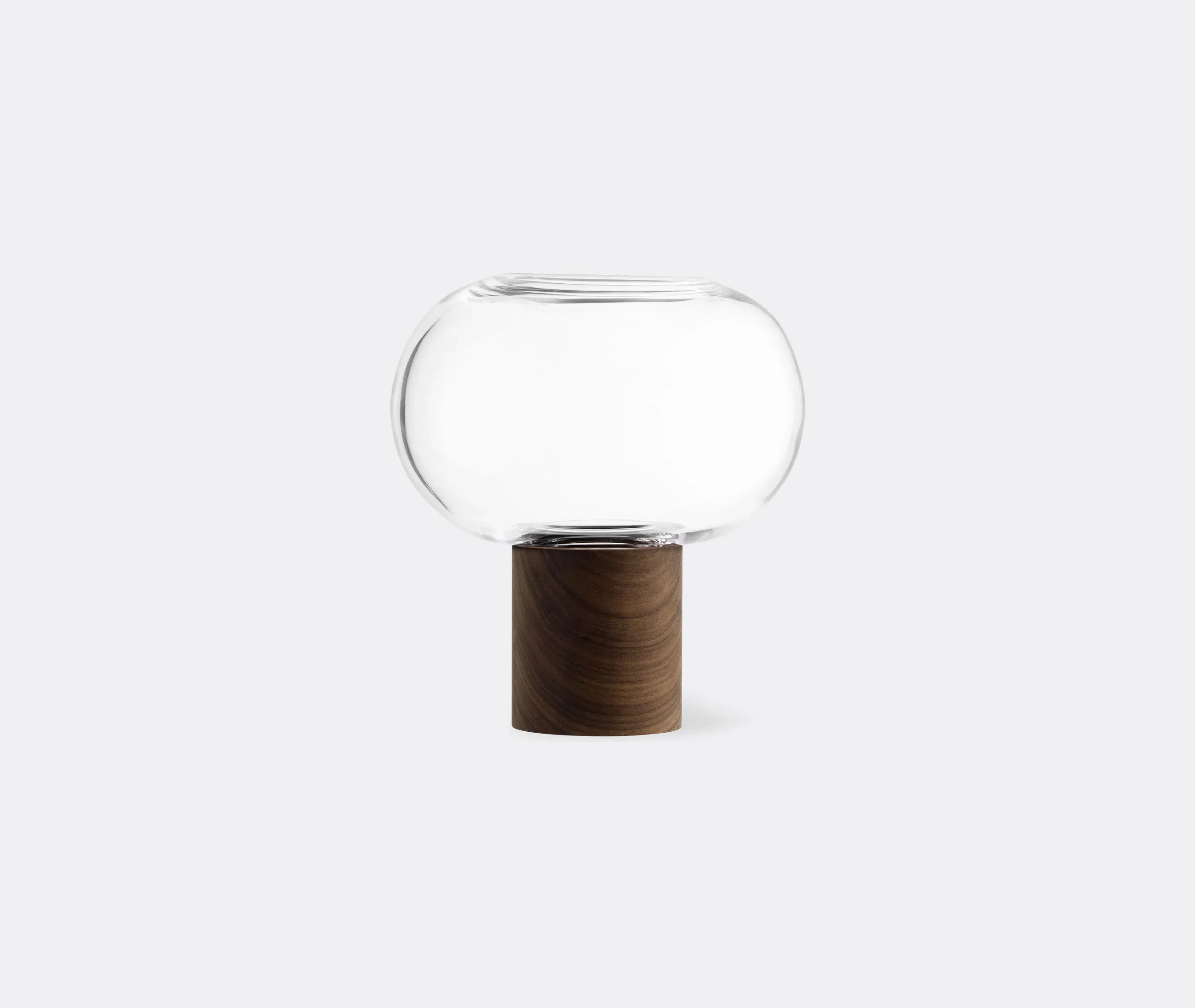 Oblate Medium Vase - Clear Glass, Walnut product