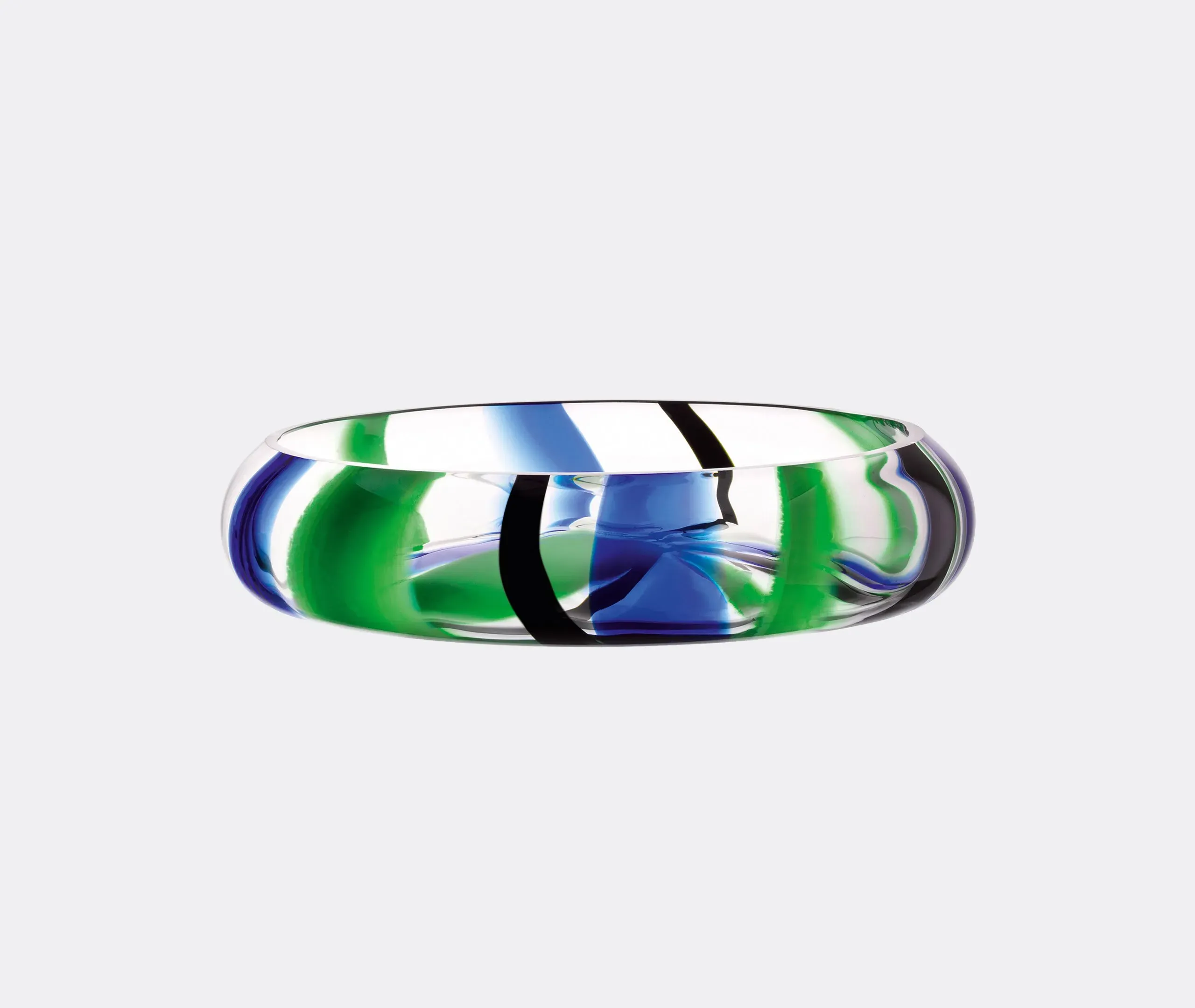 Reverse Bowl with Folk Design - Blue, Glass