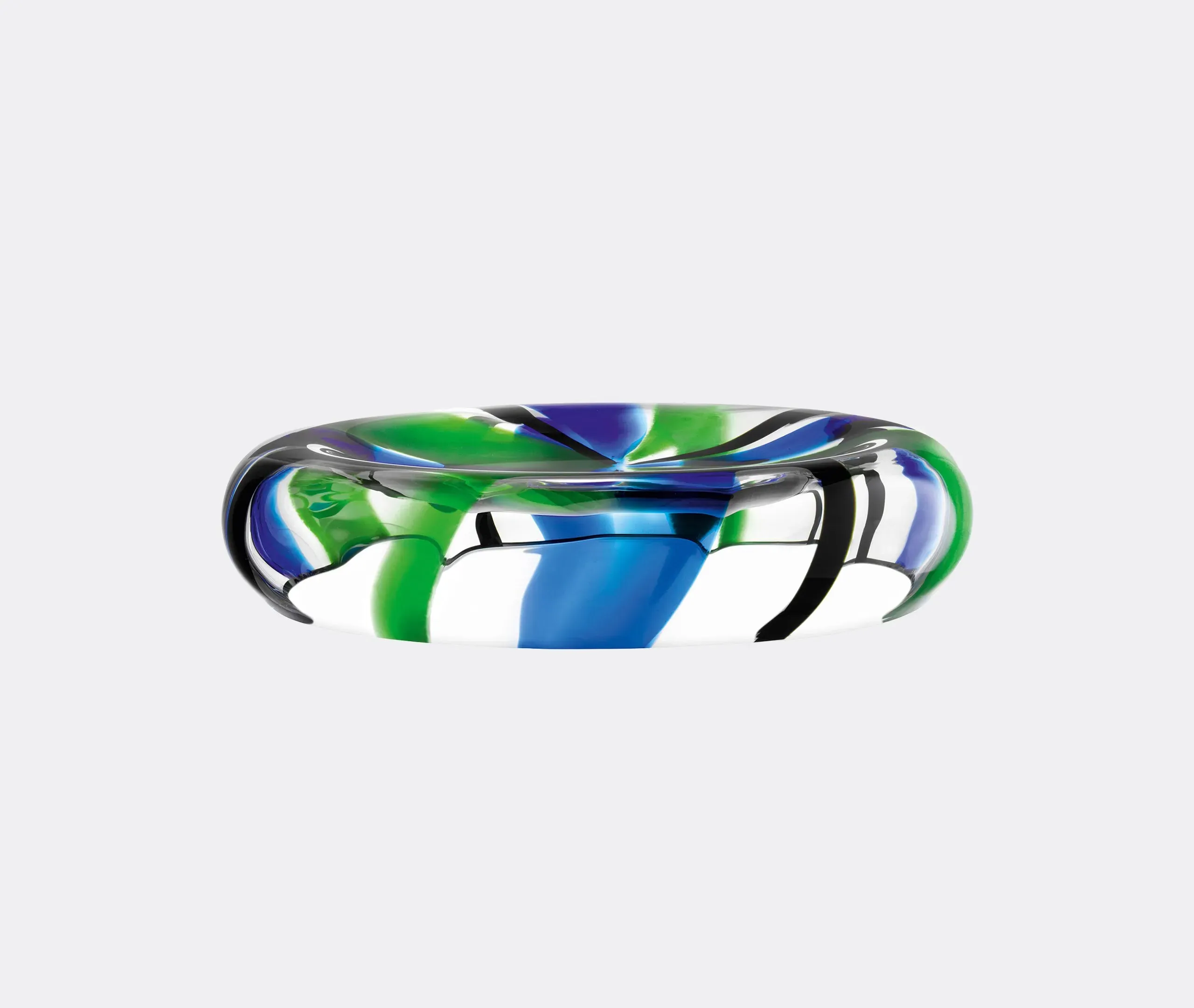 Reverse Bowl with Folk Design - Blue, Glass image