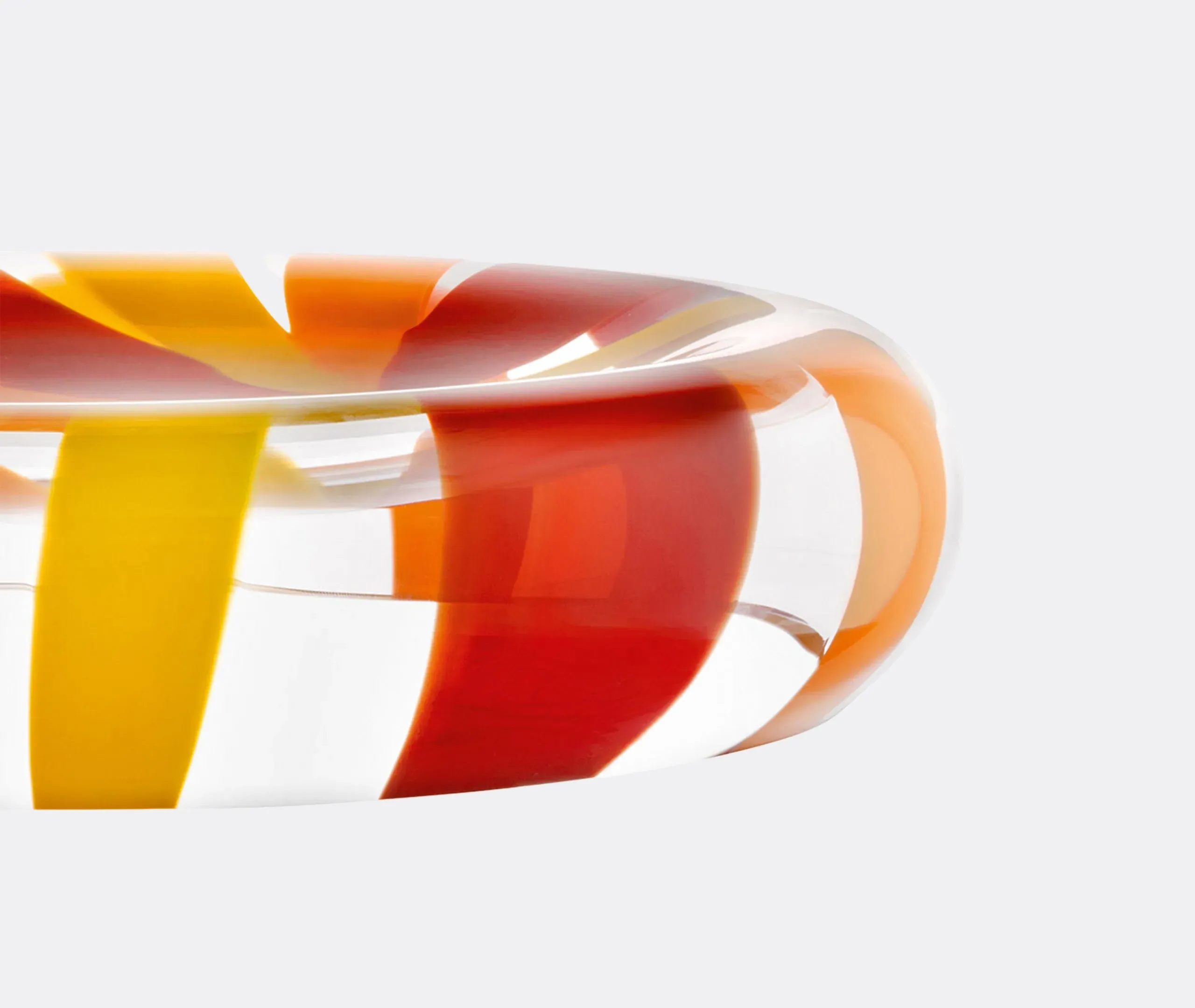 Reverse Bowl with Folk Design - Orange, Glass