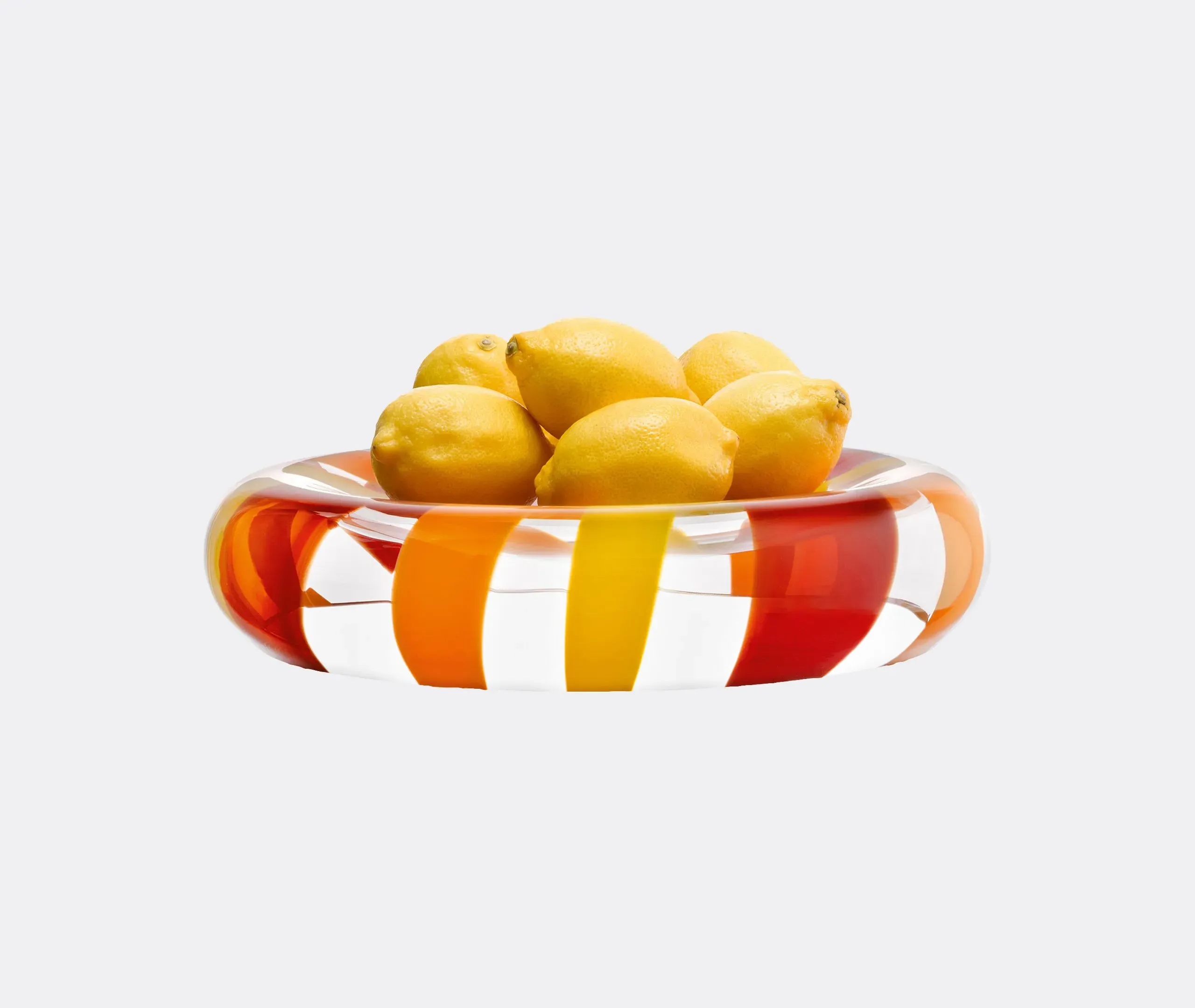 Reverse Bowl with Folk Design - Orange, Glass