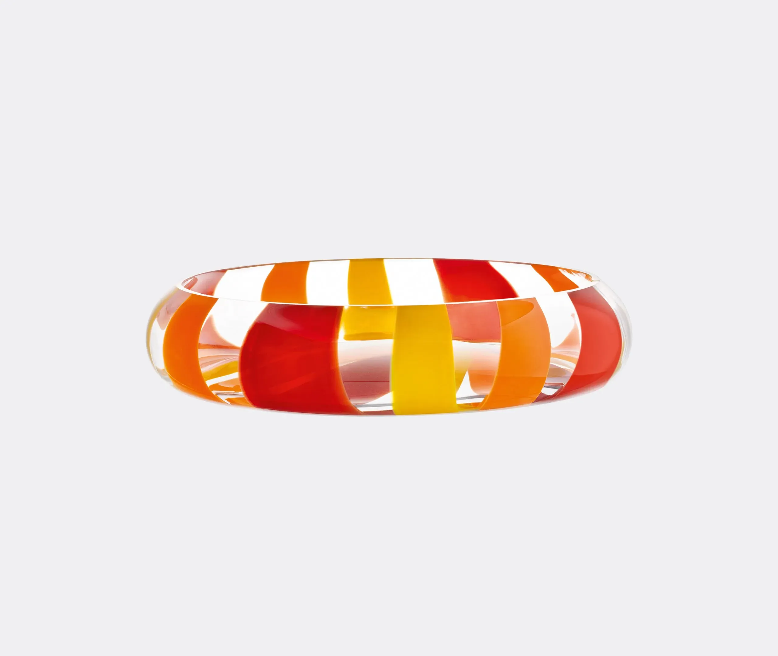 Reverse Bowl with Folk Design - Orange, Glass
