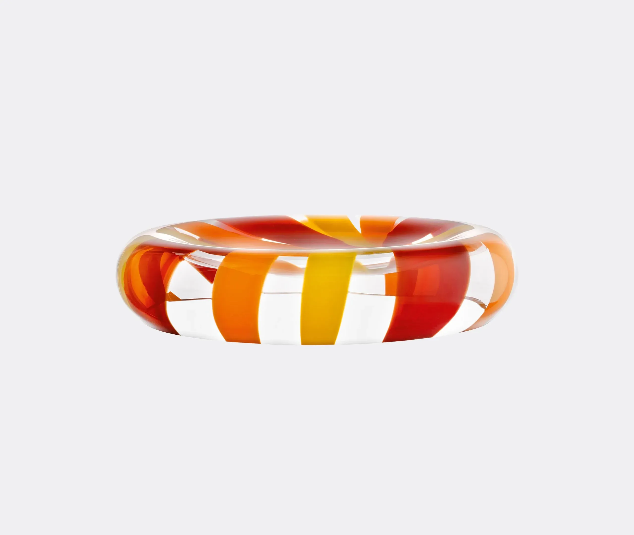 Reverse Bowl with Folk Design - Orange, Glass