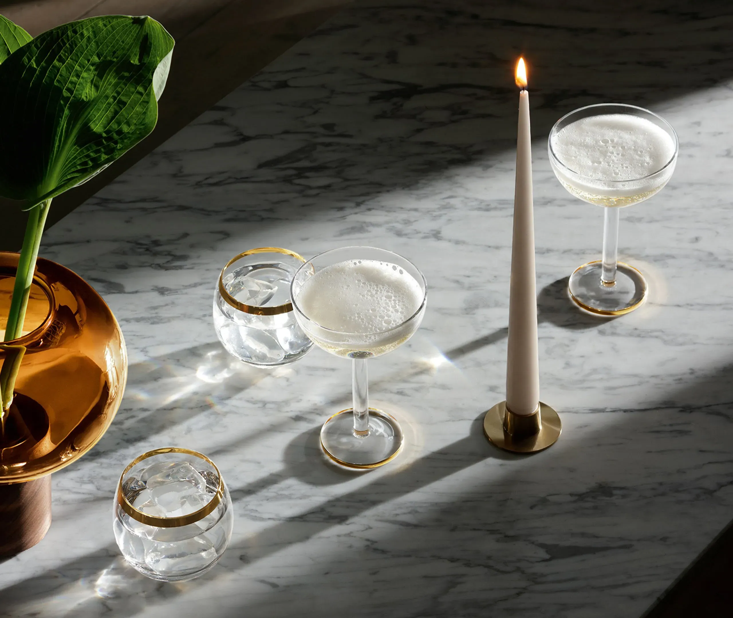 Set of 2 Tumblers - Gold, Glass