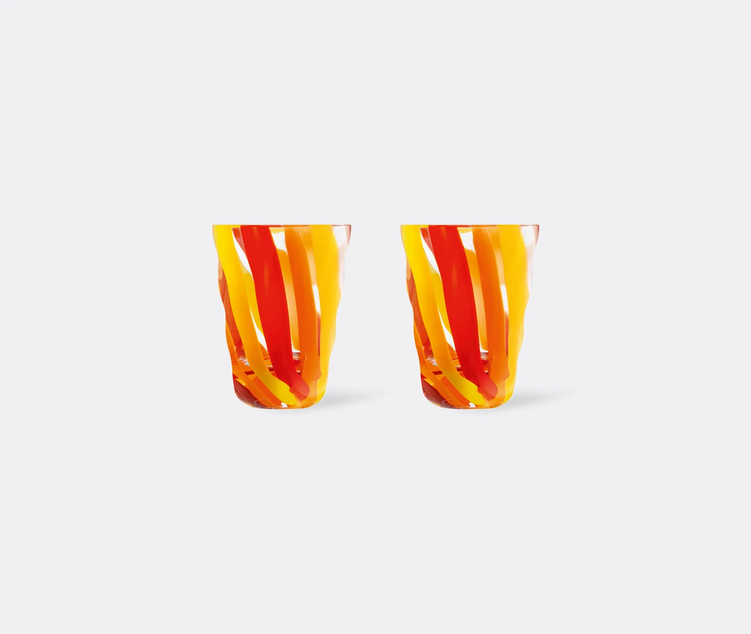 Set of 2 Tumblers with Stripes - Multicolor, Glass