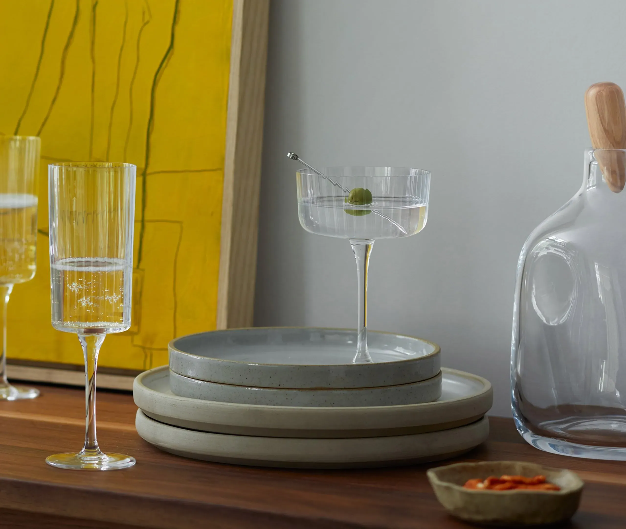 Set of 4 Champagne Glasses - Clear, Glass