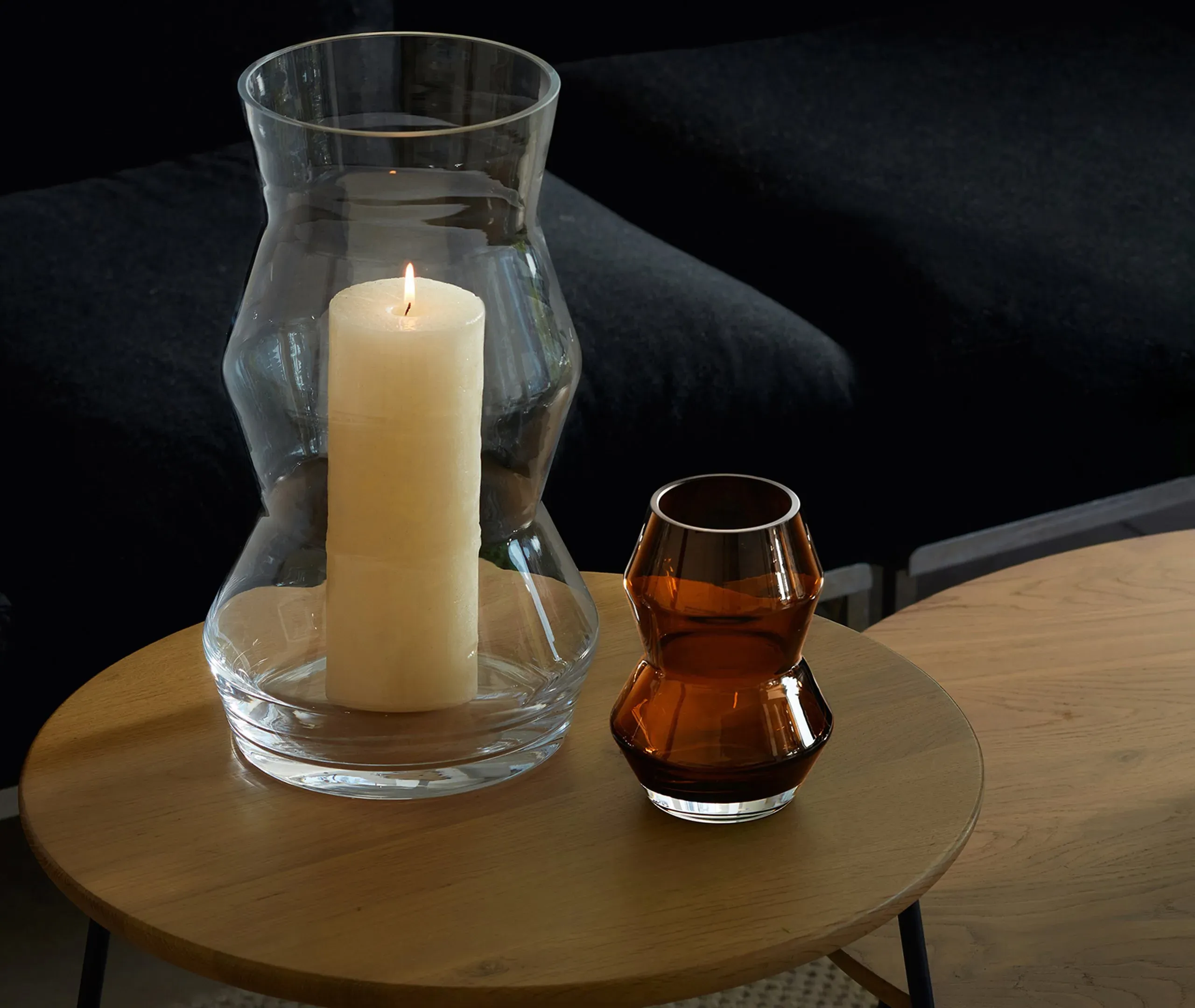 Small Hourglass Vase - Brown, Glass