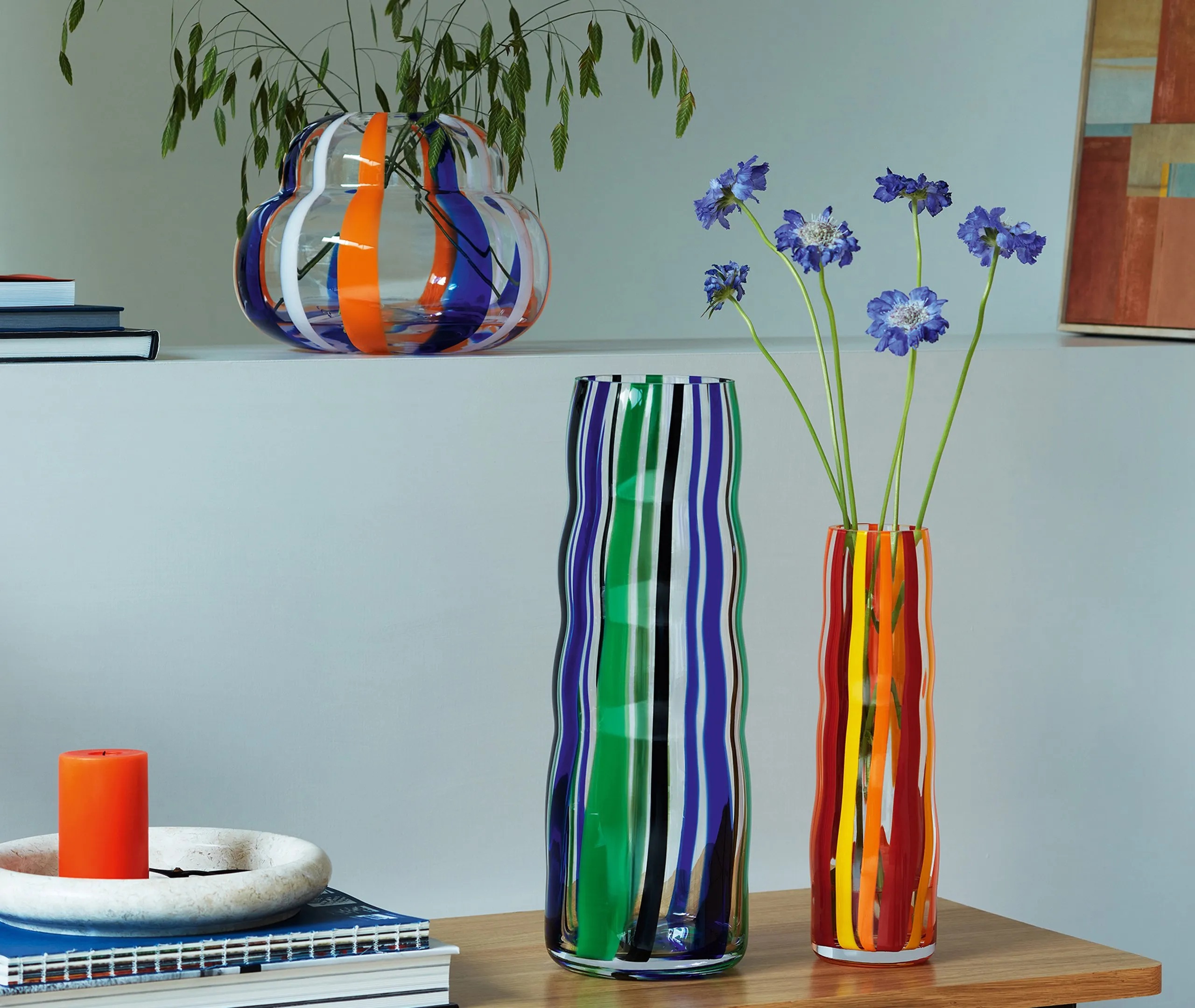 Tall Folk Vase - Multicolor, Glass