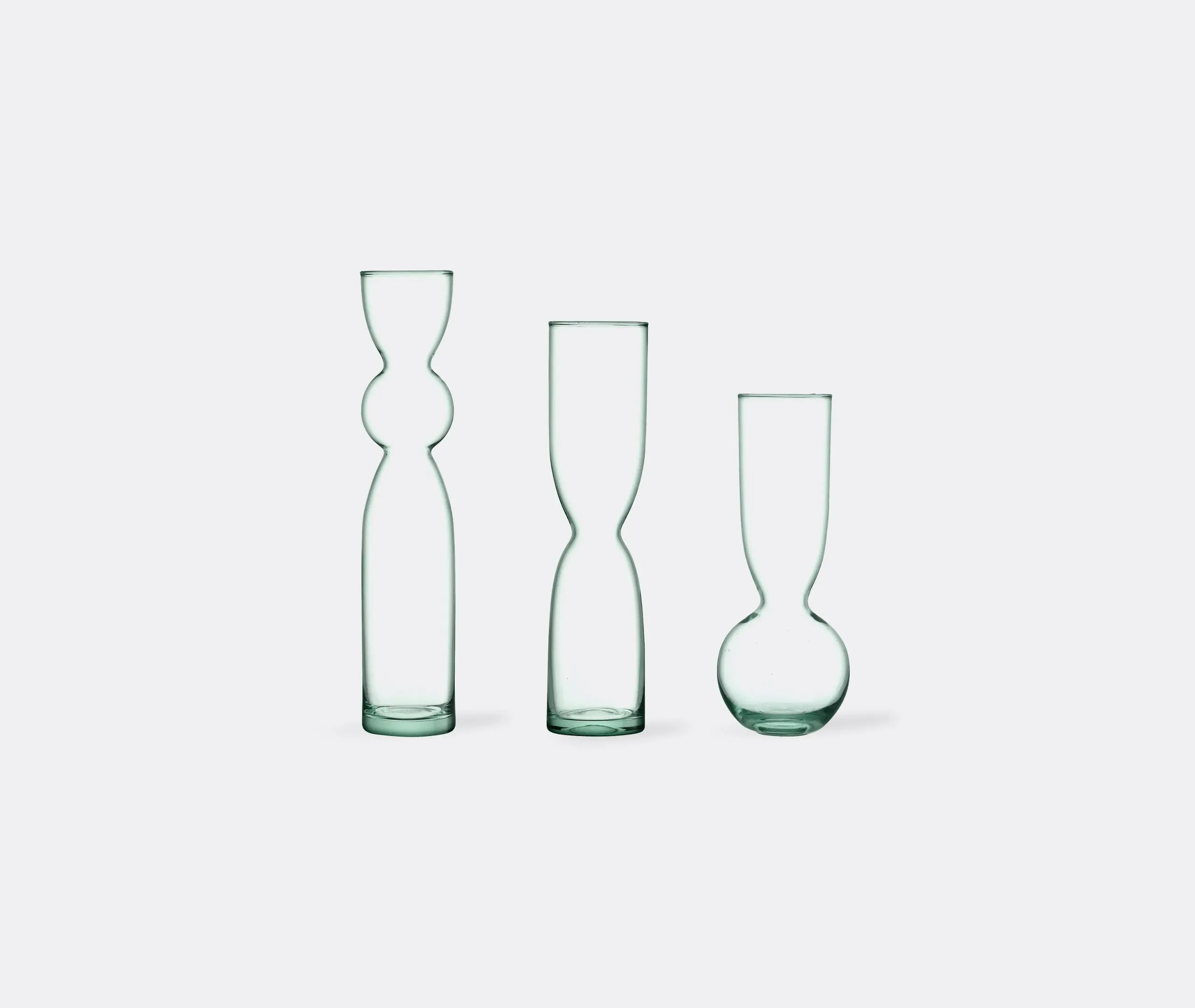 Trio Vase Set - Clear, Recycled Glass