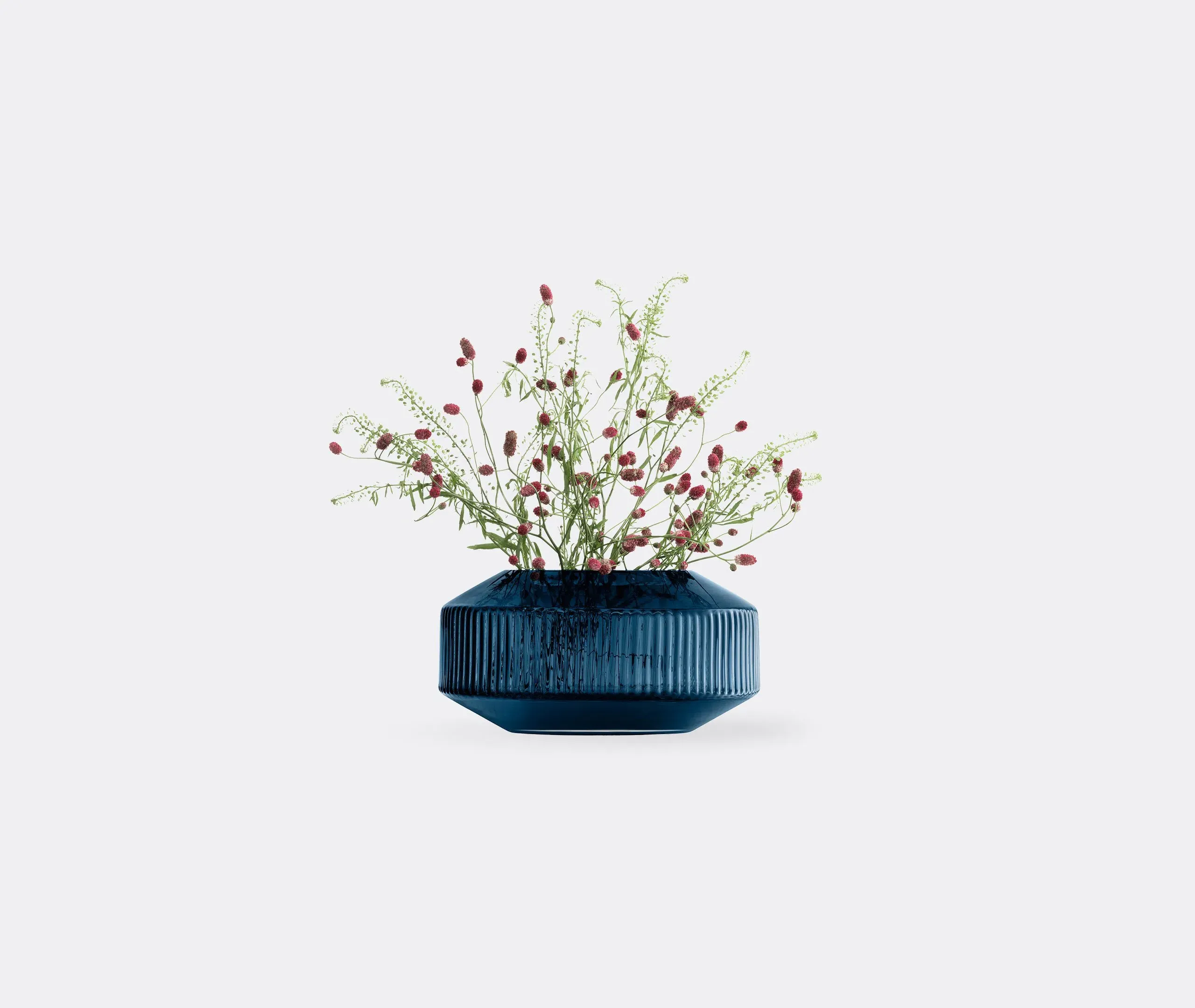 Wide Rotunda Vase - Blue, Glass