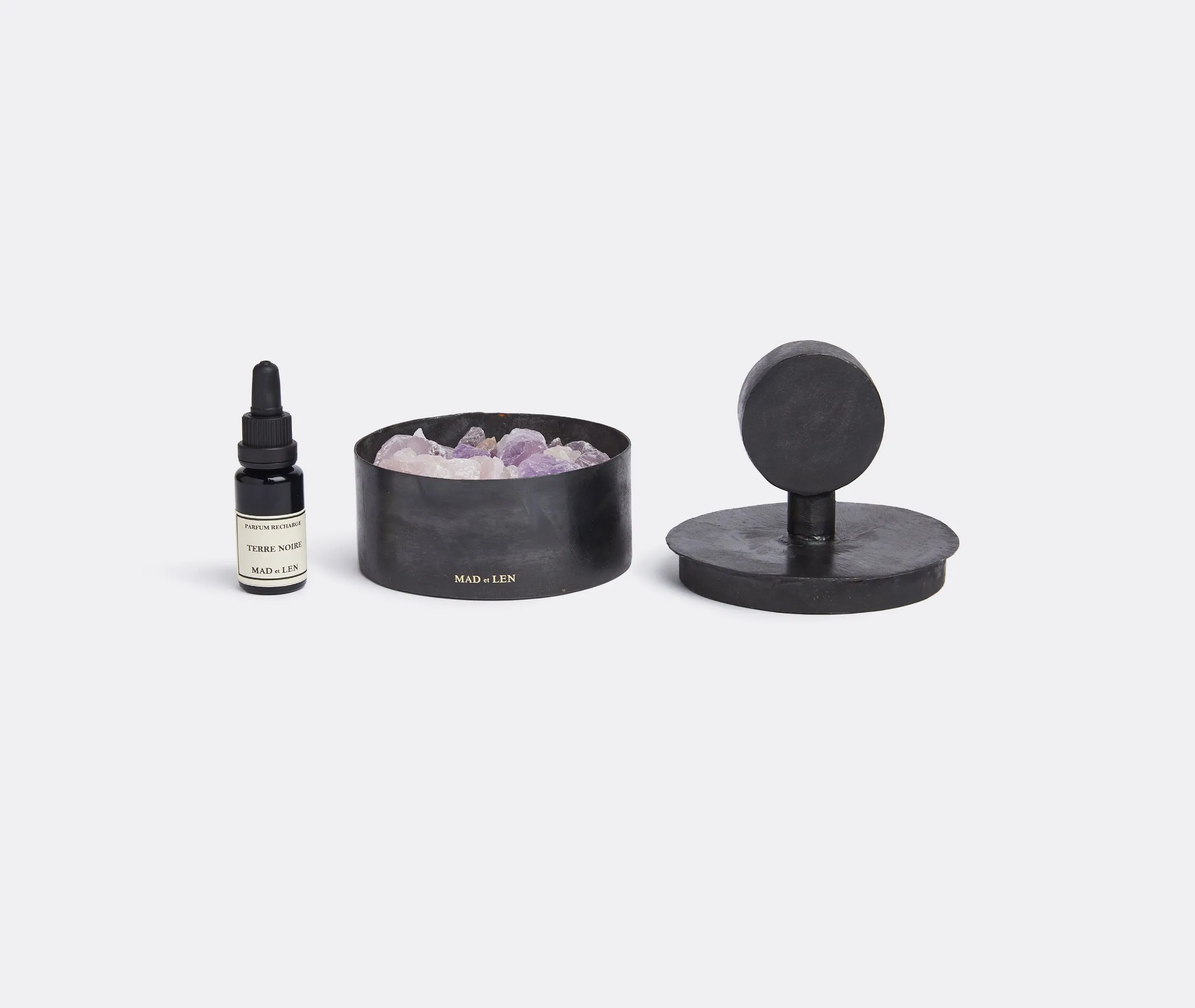 Cristaux Medium Pot Pourri Totem, Terre Noire - Black, Iron