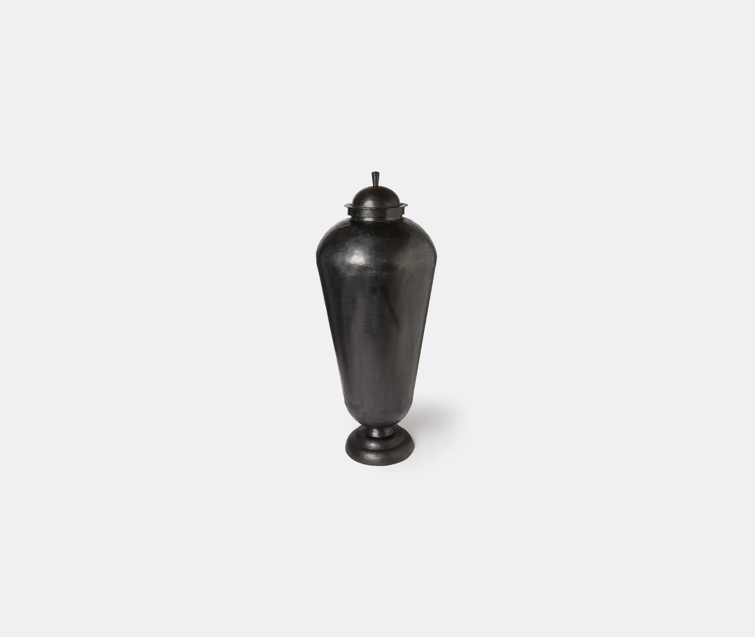 Medium Curved Vase with Lid - Black, Iron