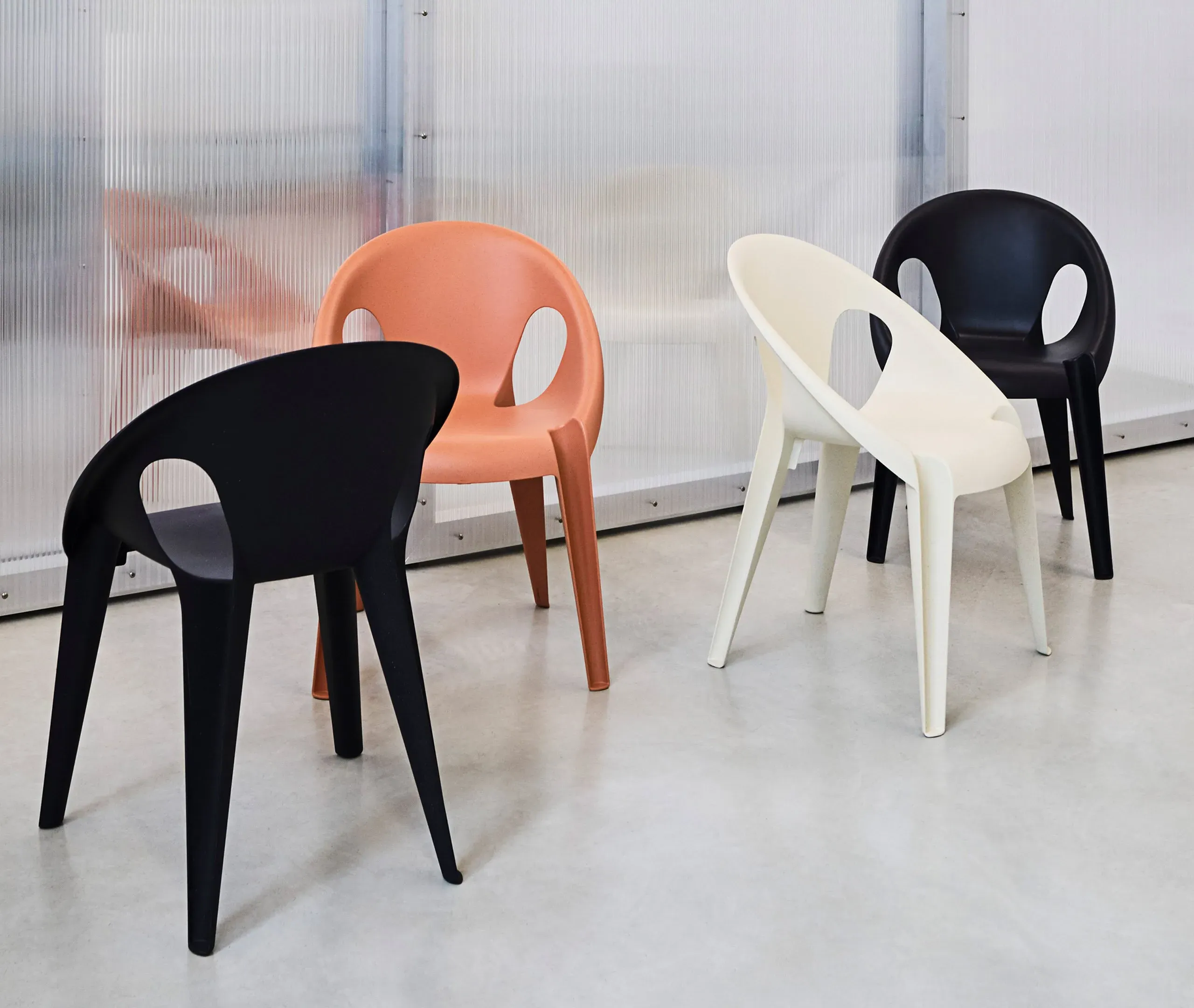 4-Piece Chair Set Stackable - White, Polypropylene