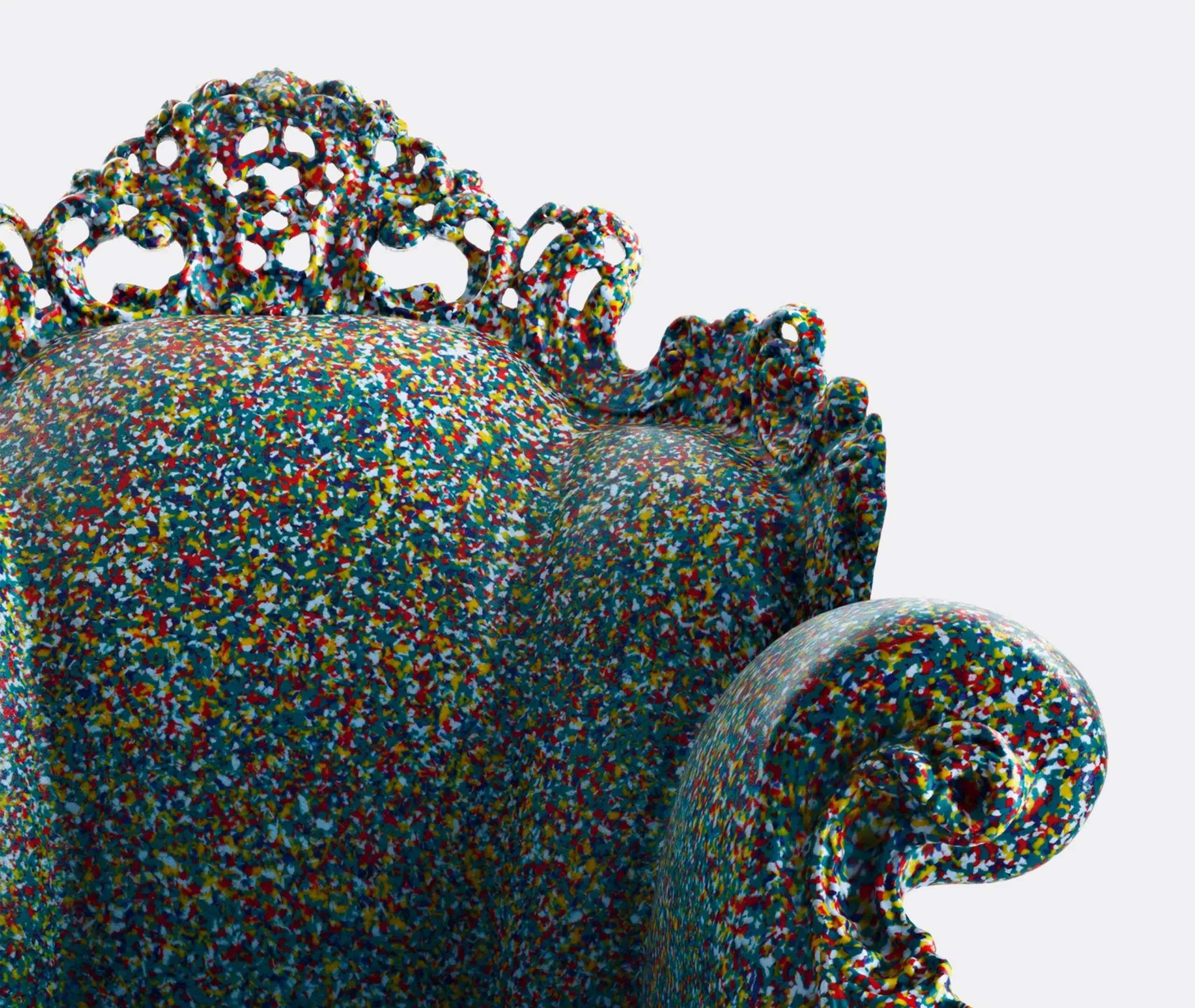 Baroque Chair with Pointillism Design - Multicolour