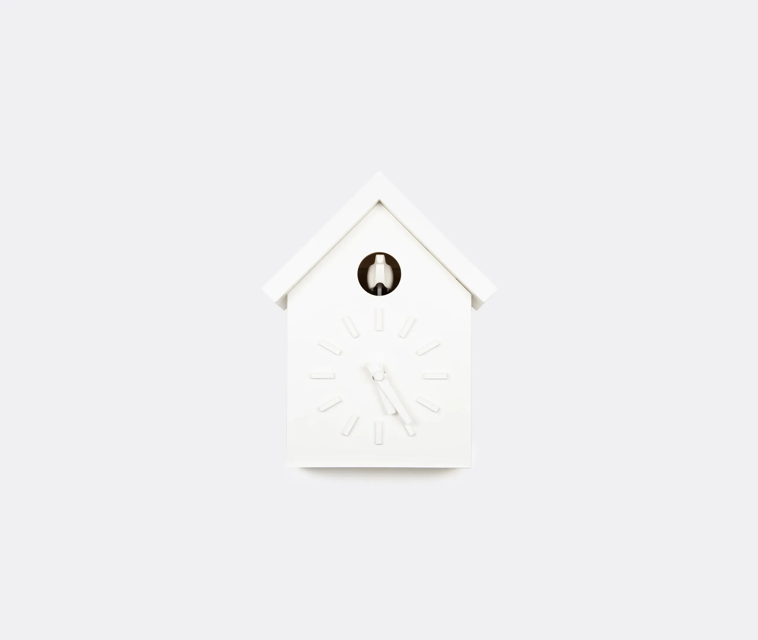 Square Wall Clock with Bird Feature - White