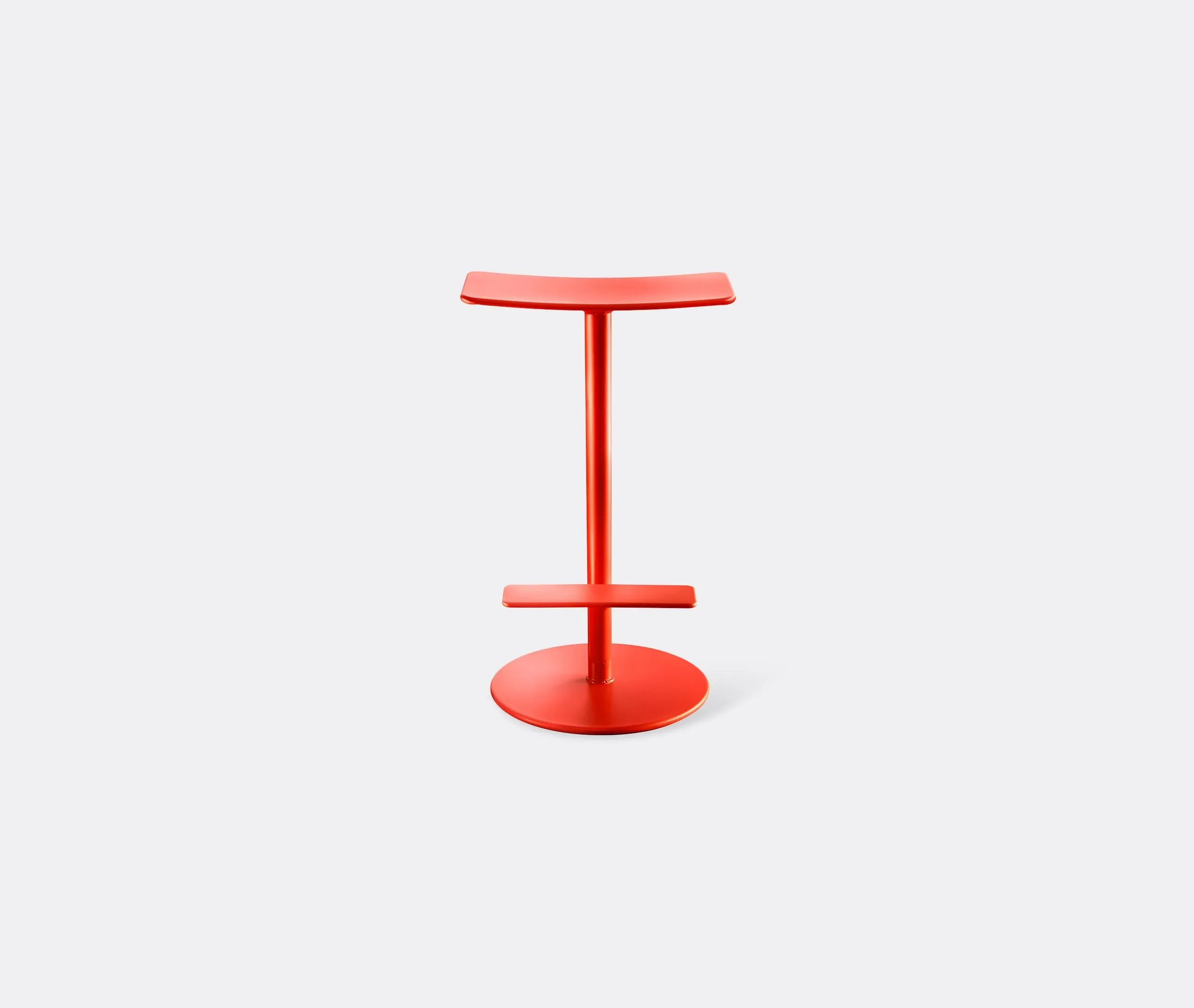 Tree-Inspired Stool with Footrest - Coral Red image
