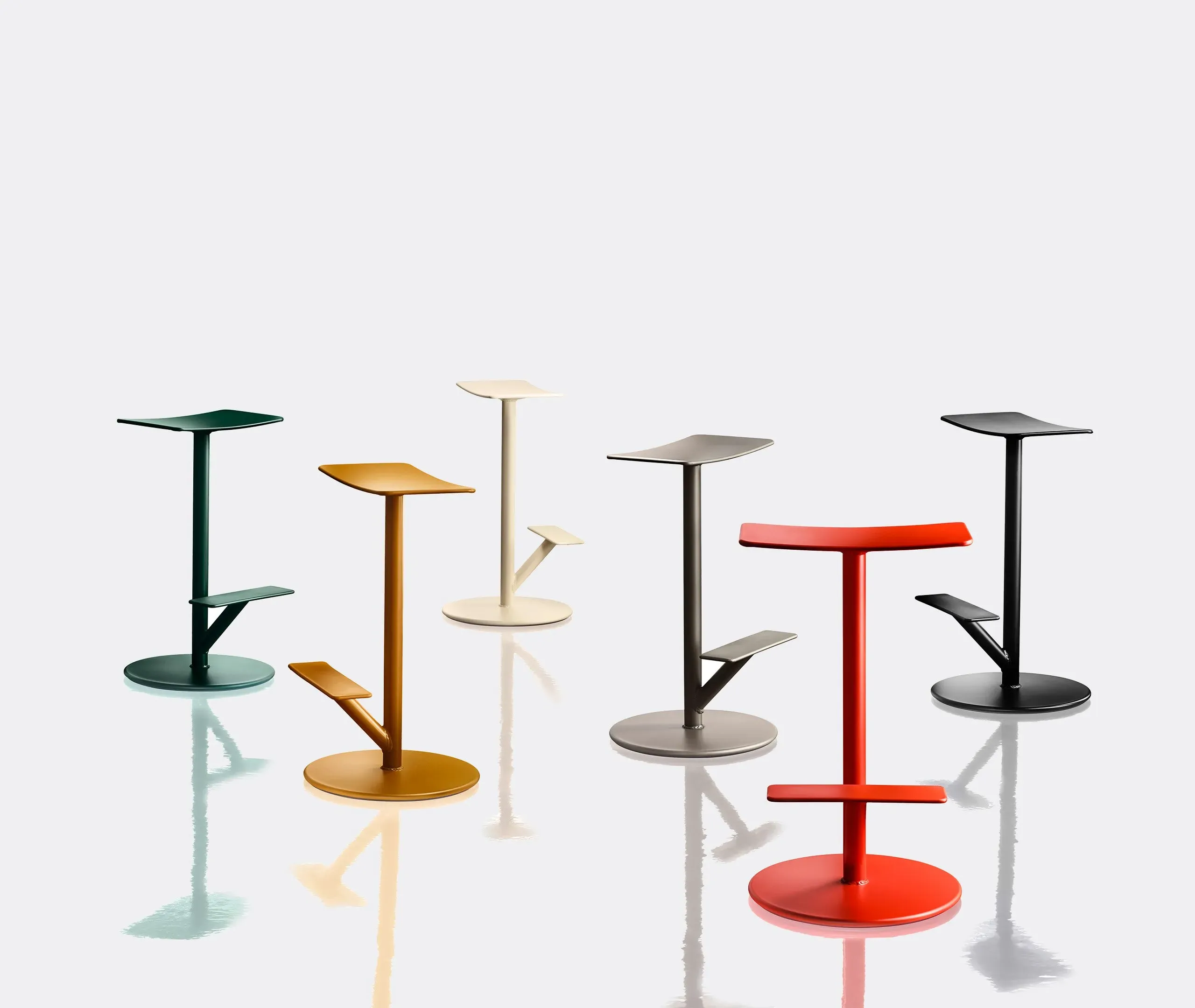 Tree-Inspired Stool with Footrest - Ivory