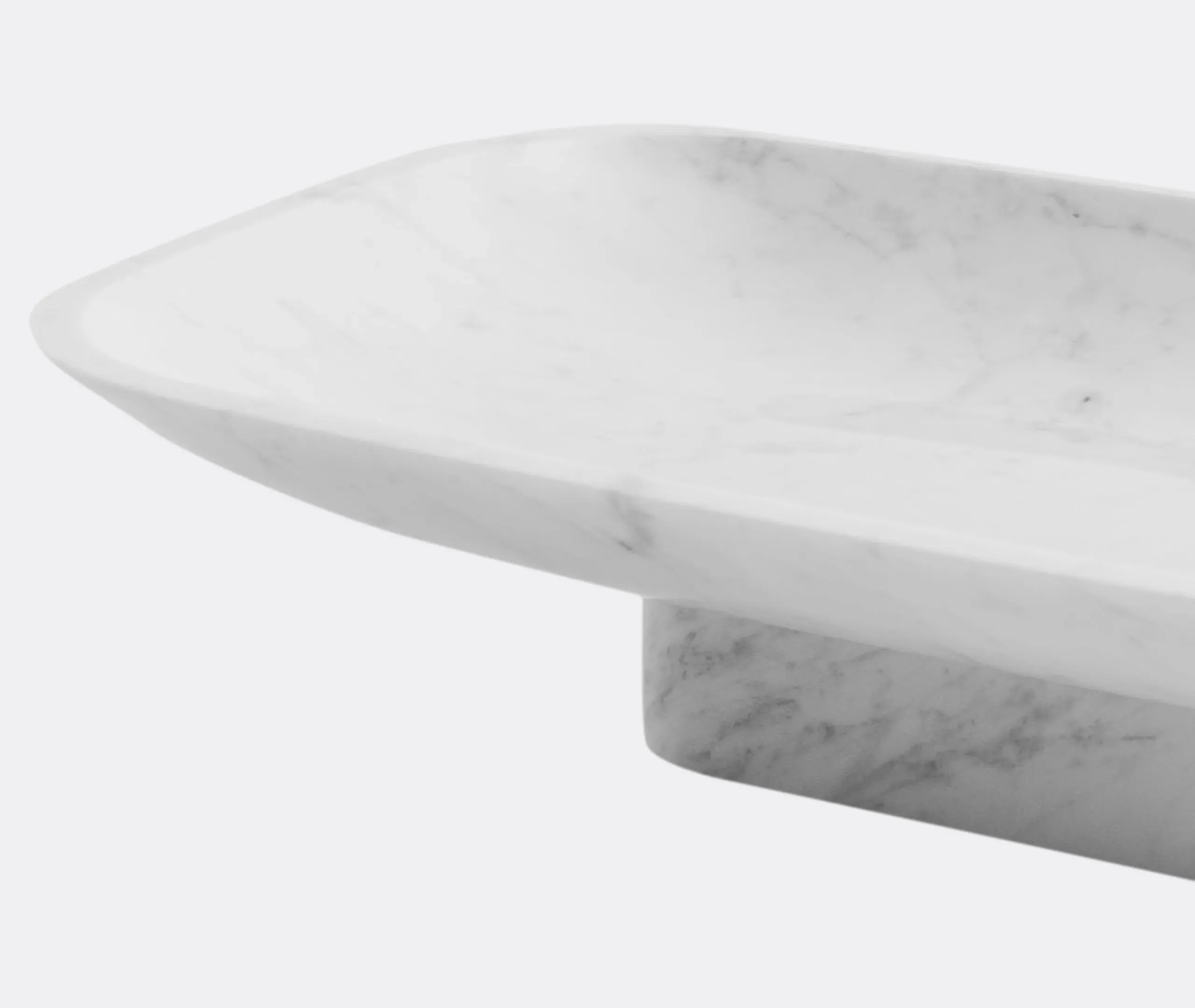 Rectangular Decorative Bowl with Plinth - White