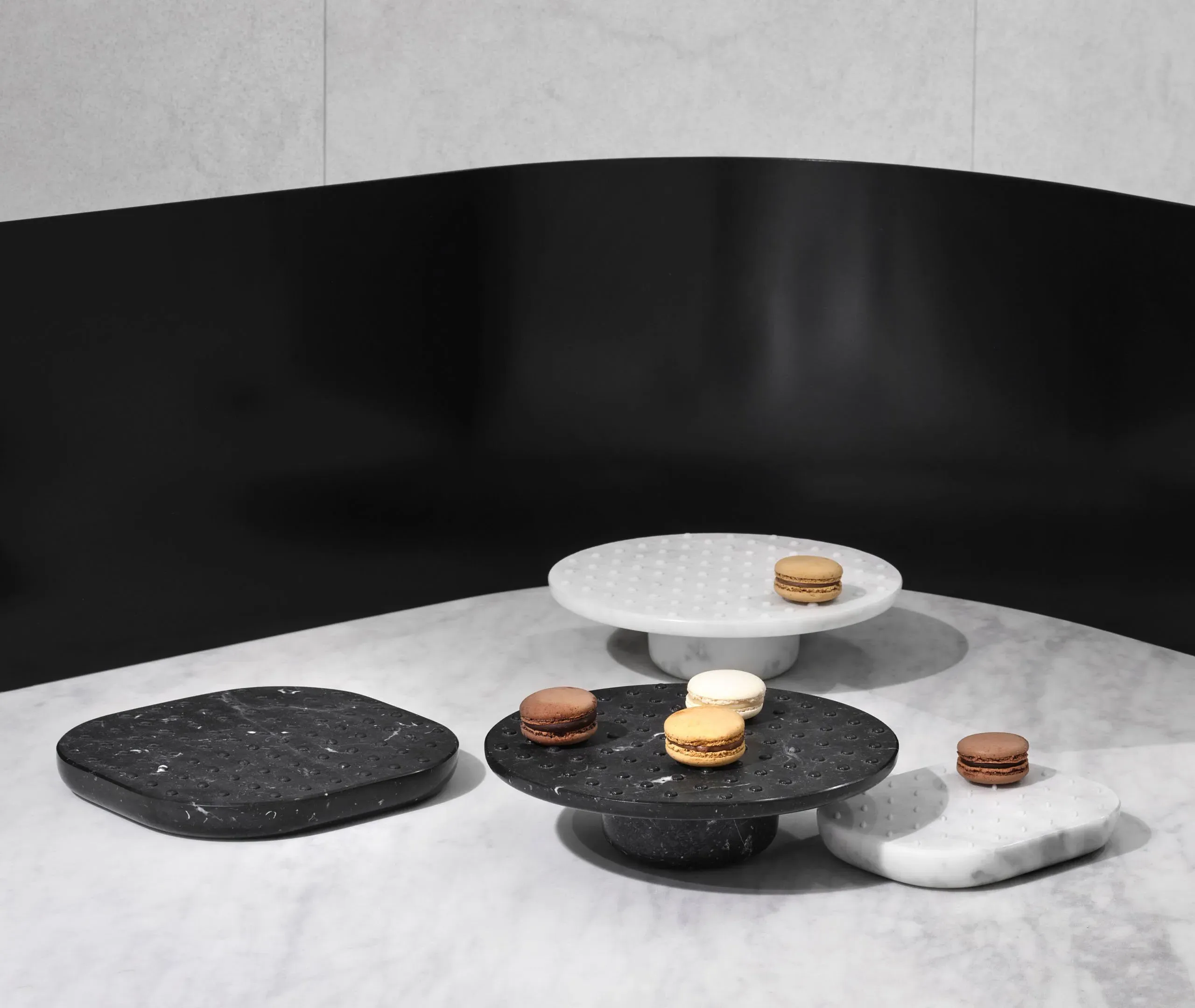 Small Serving Tray with Pattern - White, Marble