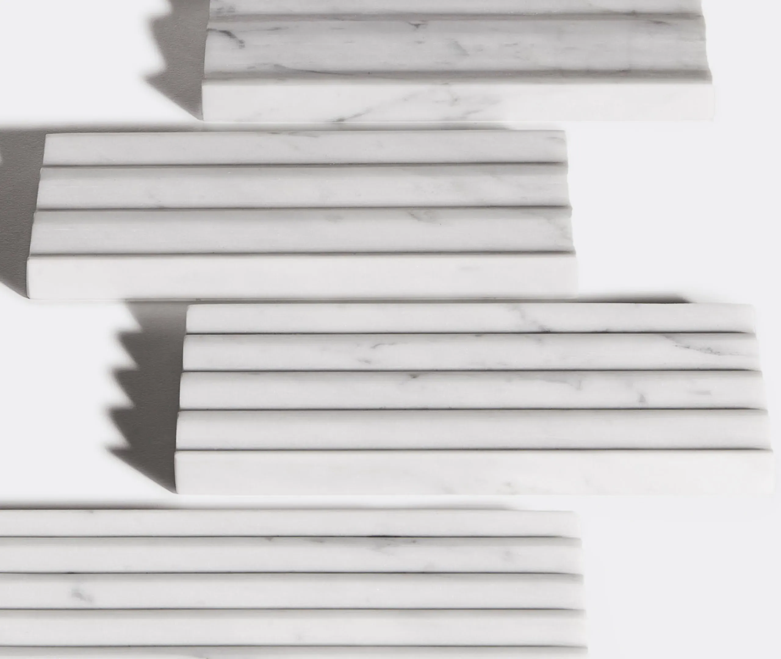 Tracce Set of Five Serving Trays - White, Marble alternate view