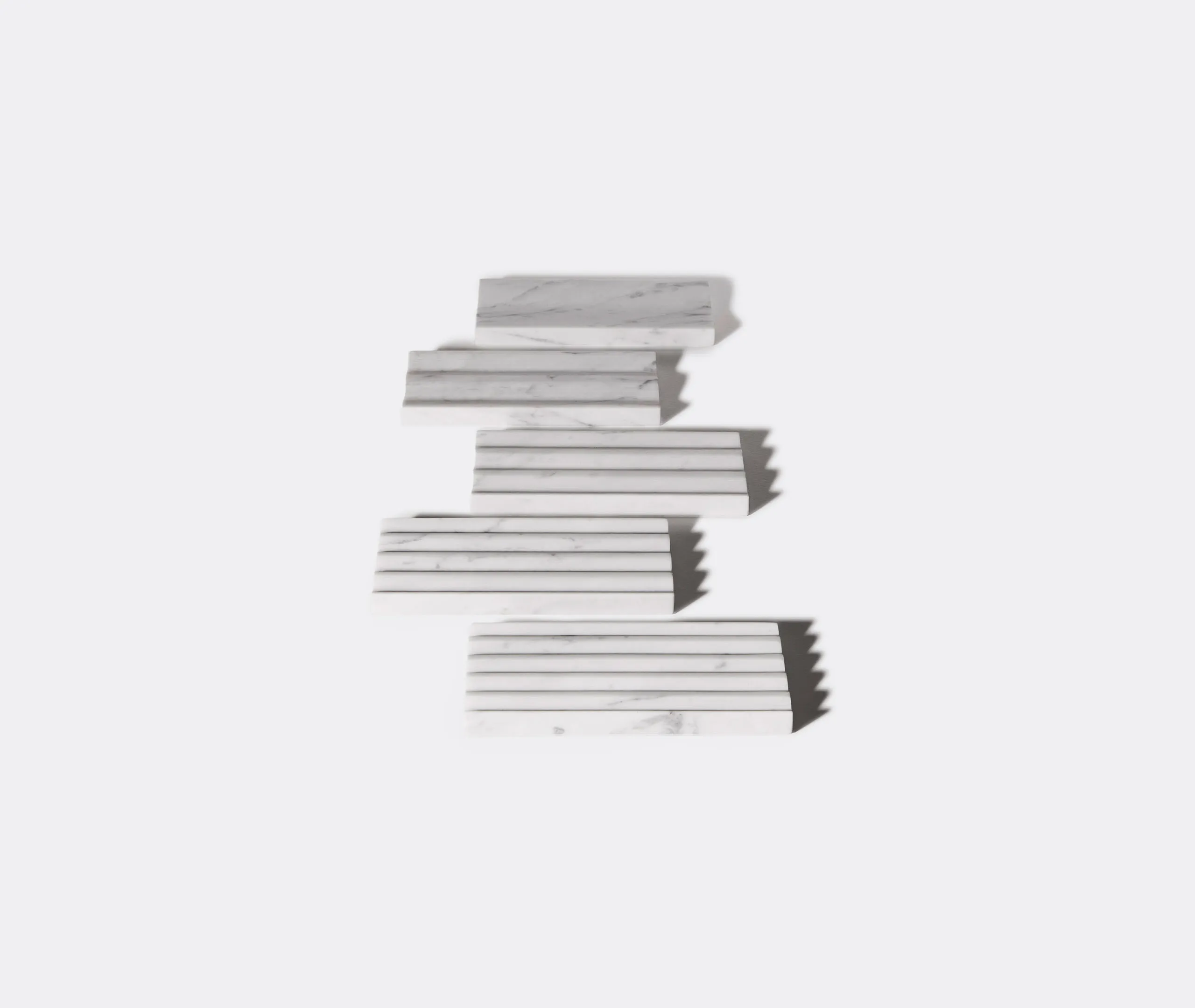 Tracce Set of Five Serving Trays - White, Marble product