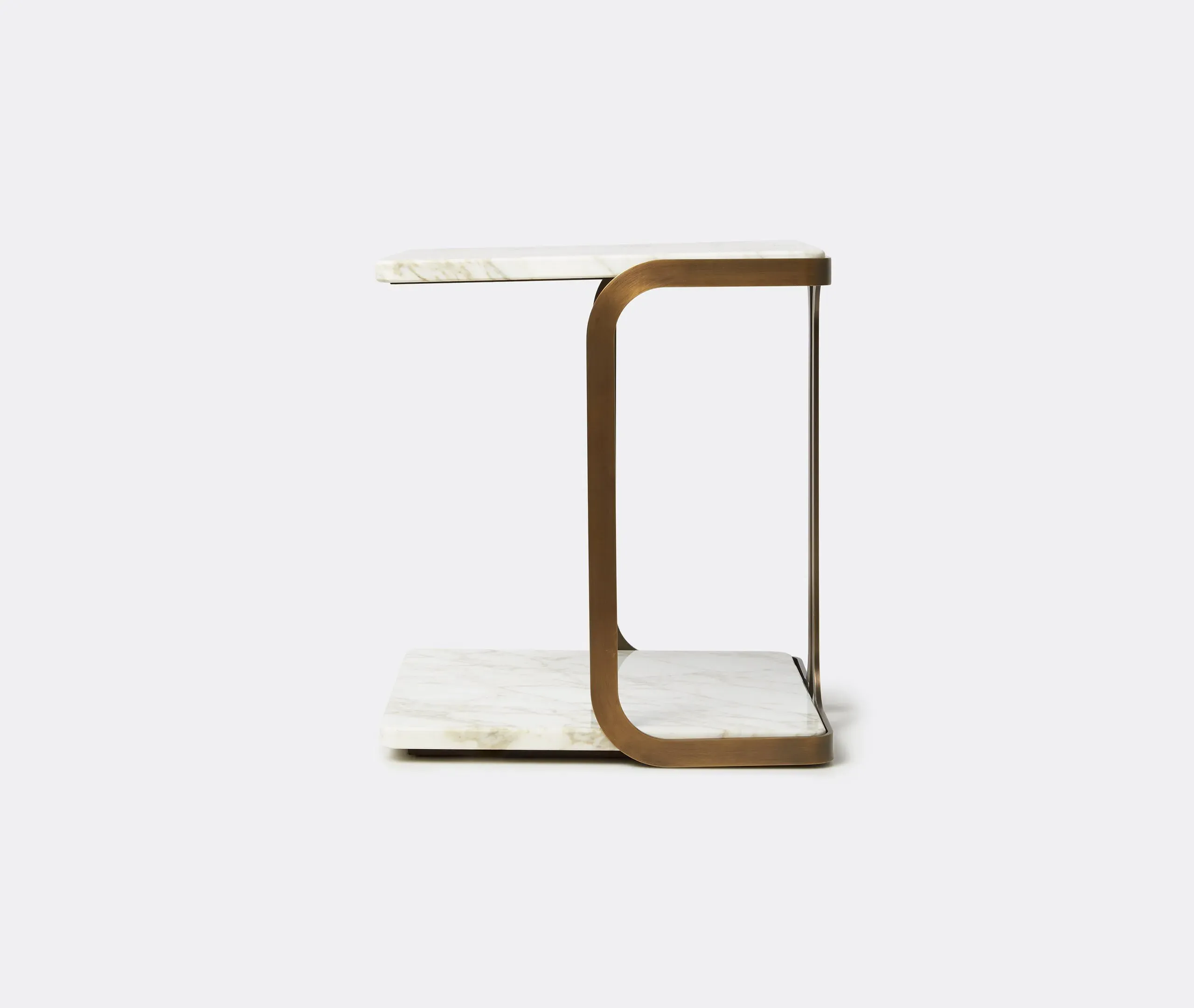 Cube Side Table - Bronze, Marble