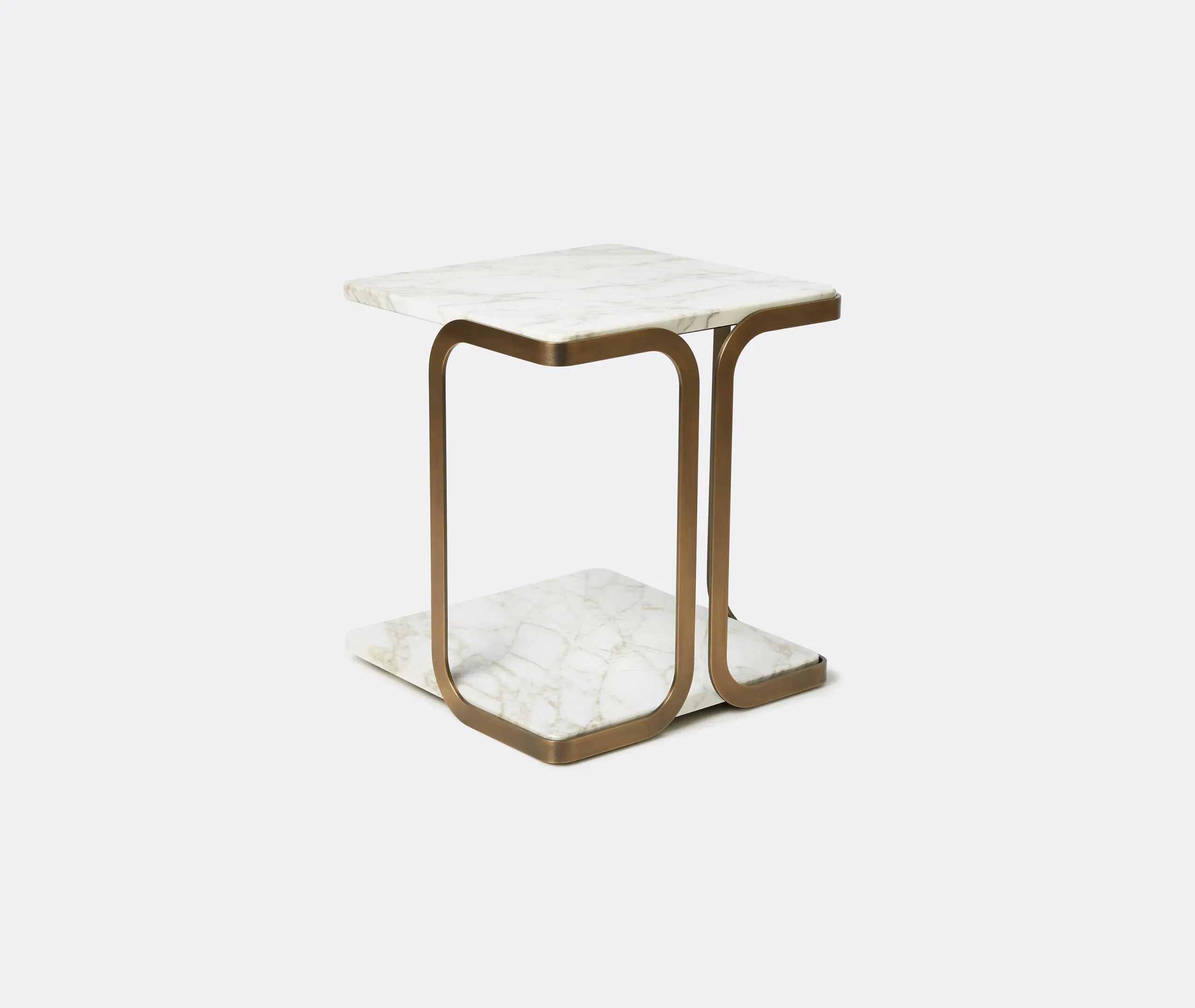 Cube Side Table - Bronze, Marble