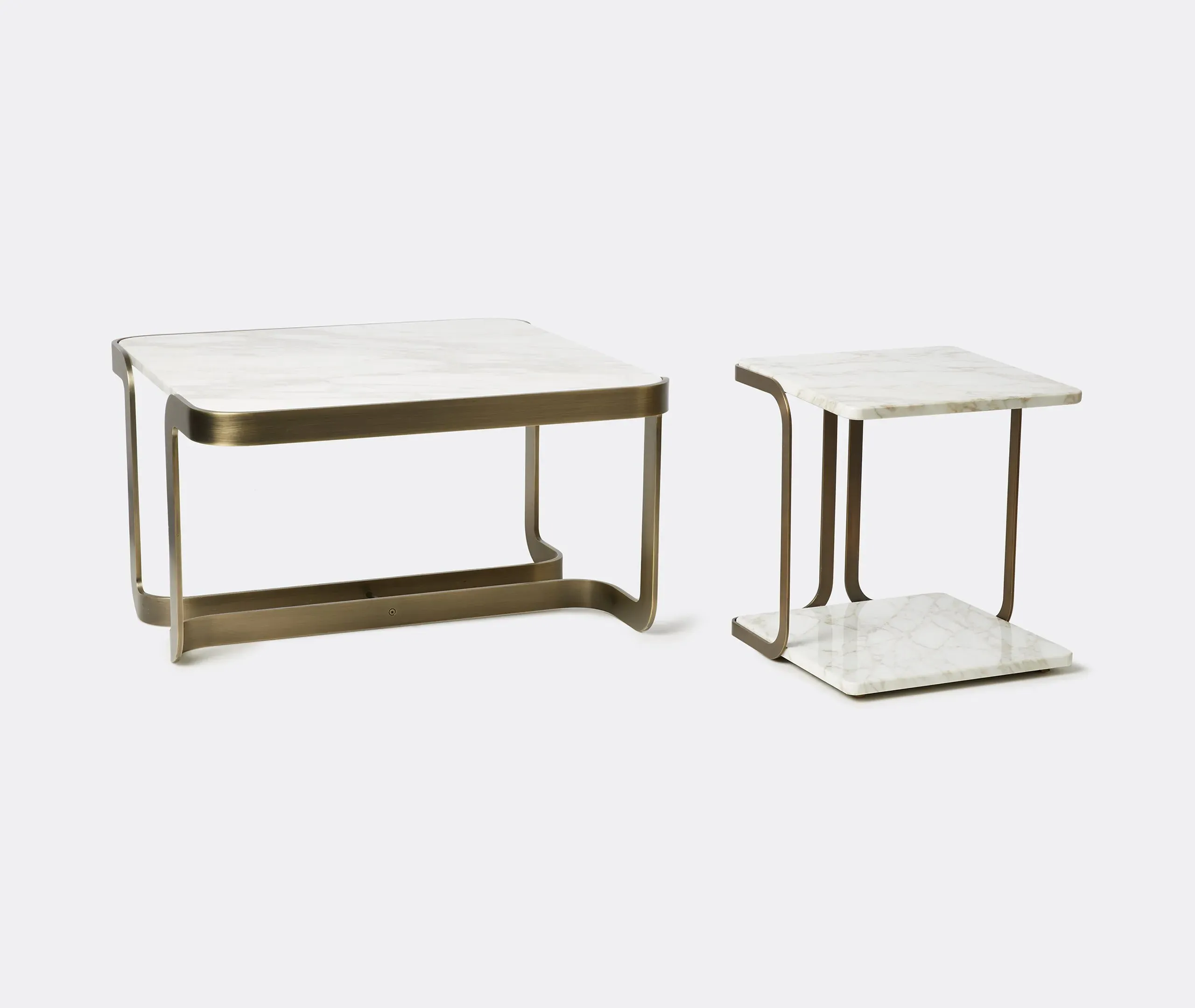 Cube Side Table - Bronze, Marble