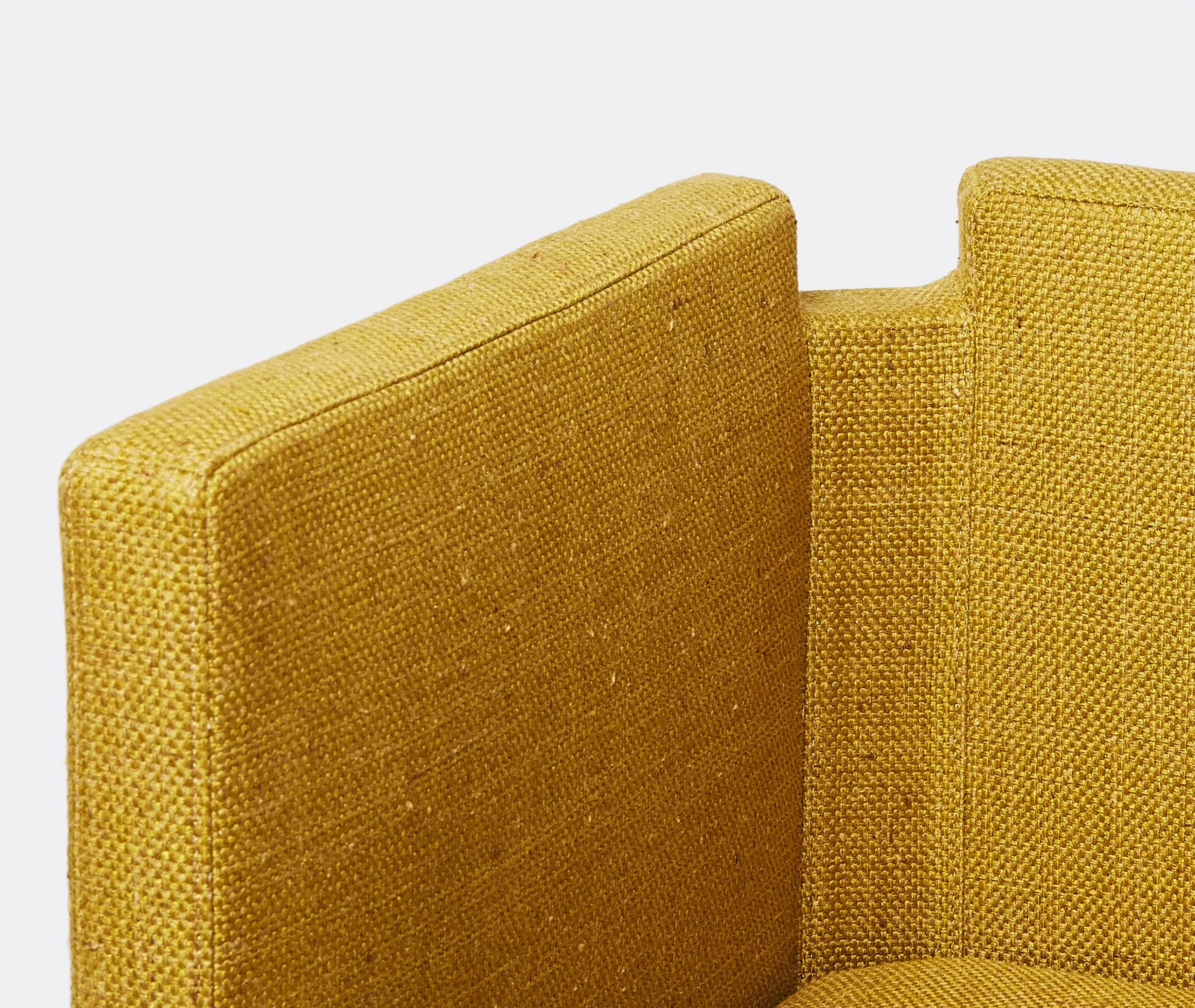 Cubed Chair with Plush Upholstery - Yellow, Linen