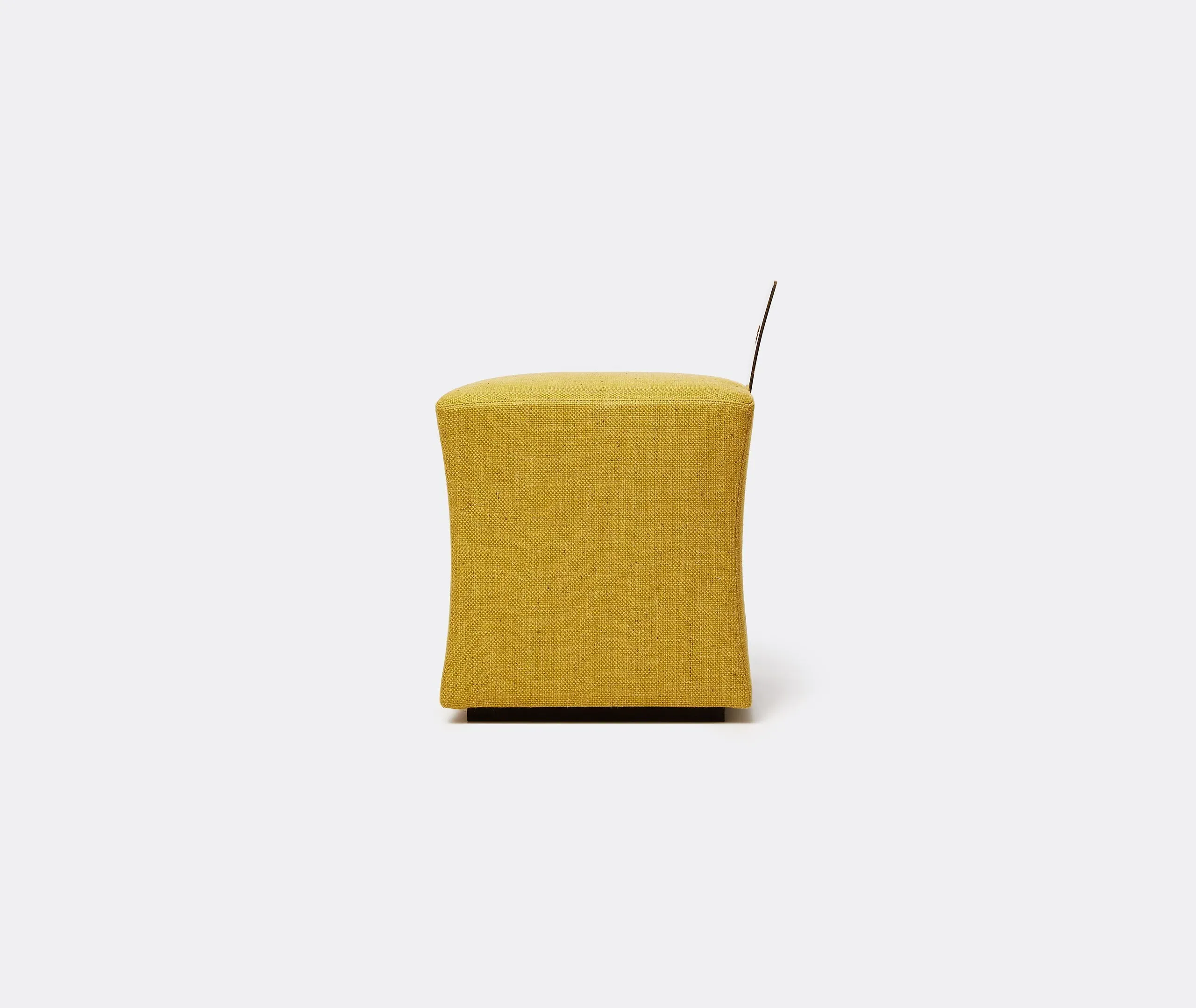Geometric Pouf with Brass Frame - Green, Linen