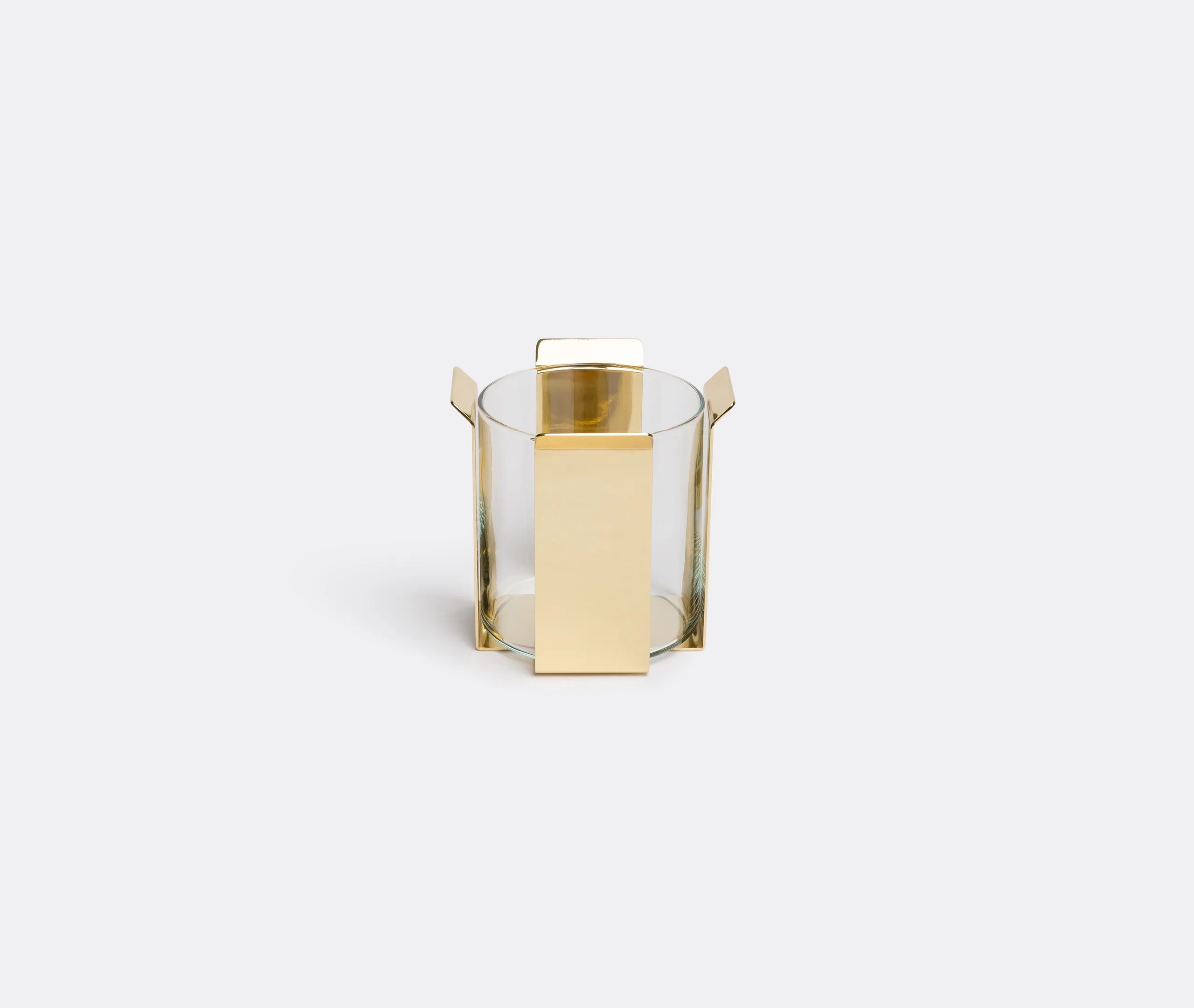 OB2 Tizio Short Vase - Polished Brass, Glass
