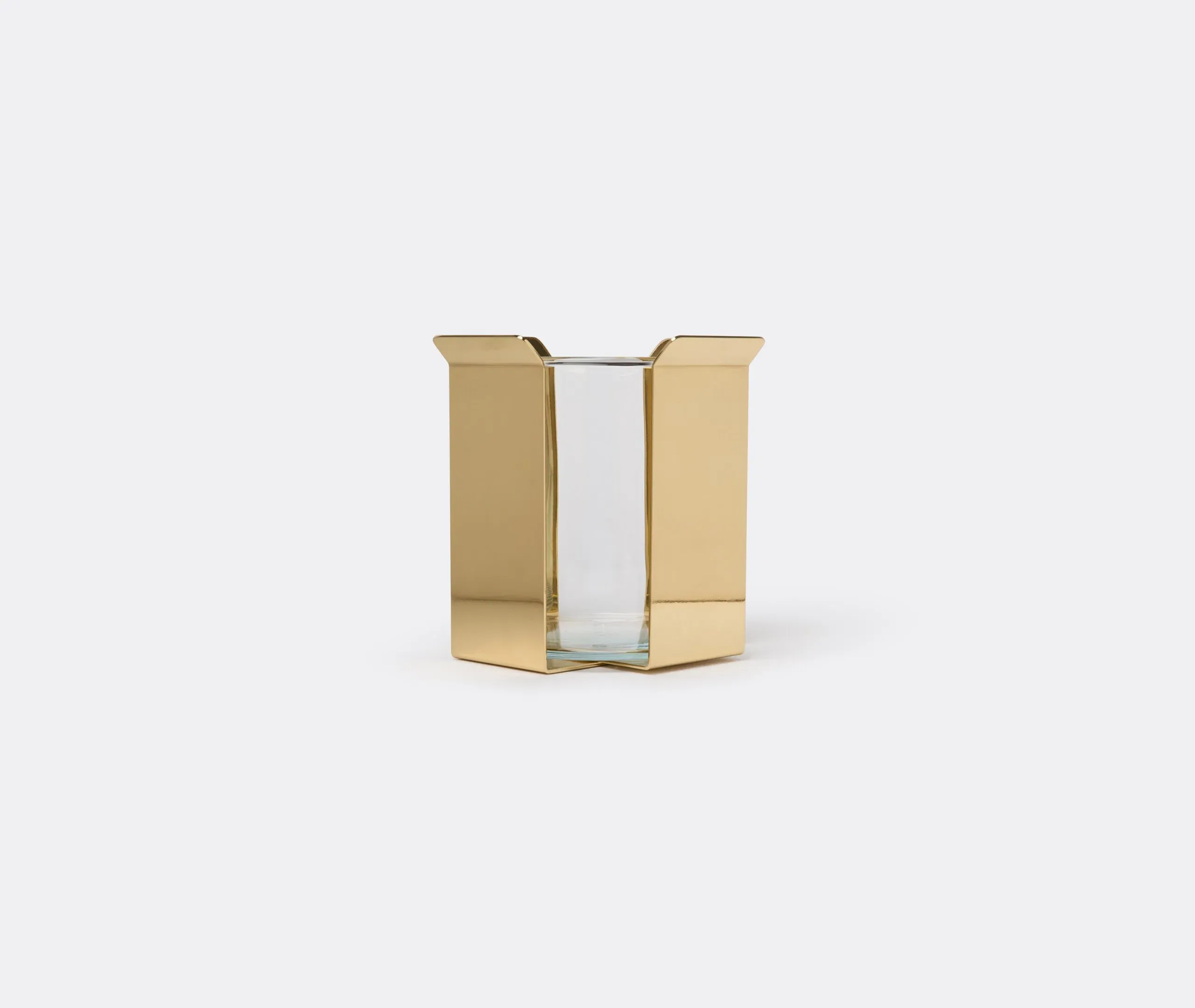 Short OB2 Tizio Vase - Brass, Glass