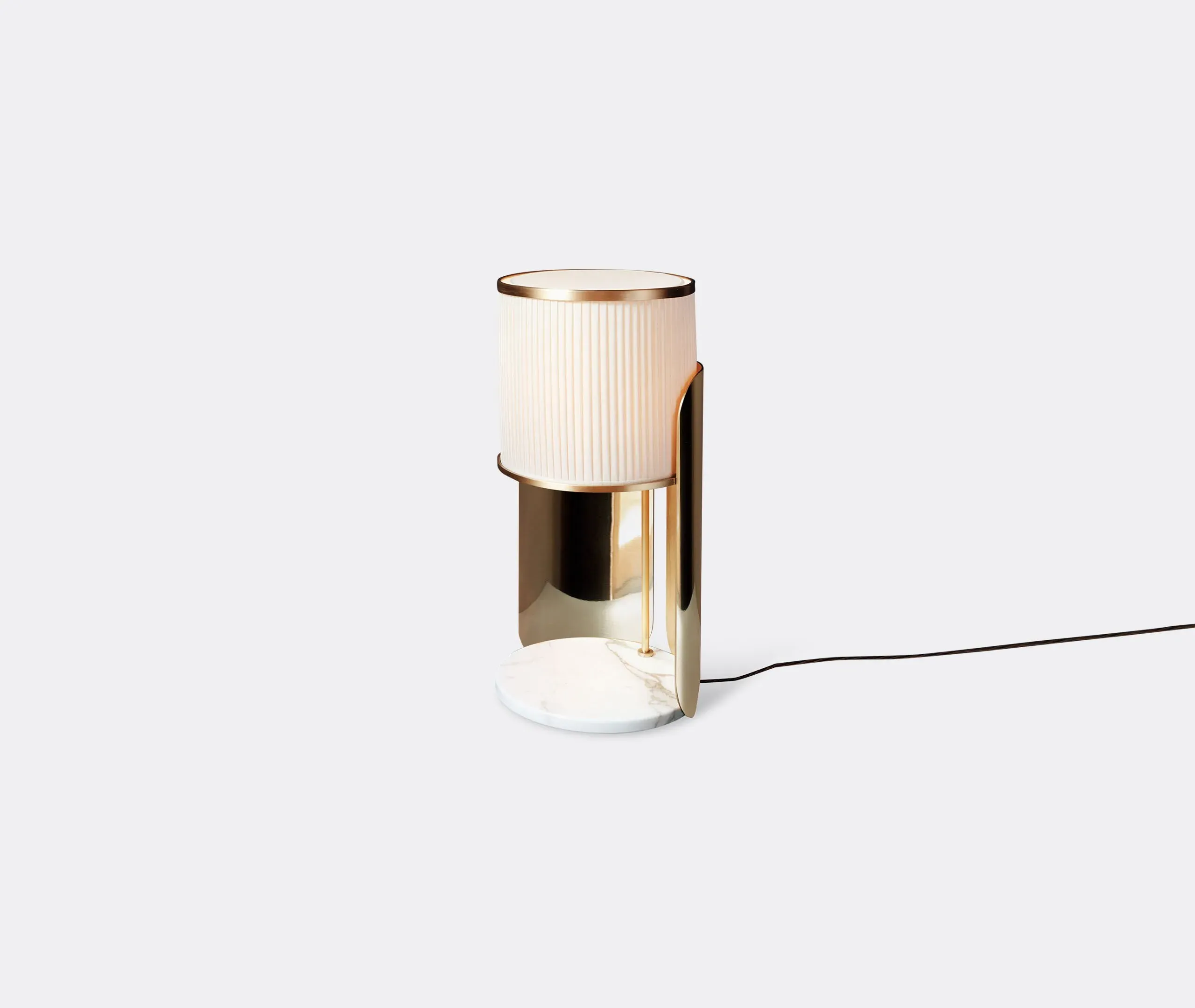 Table Lamp with Pleated Shade - Brass, Marble image