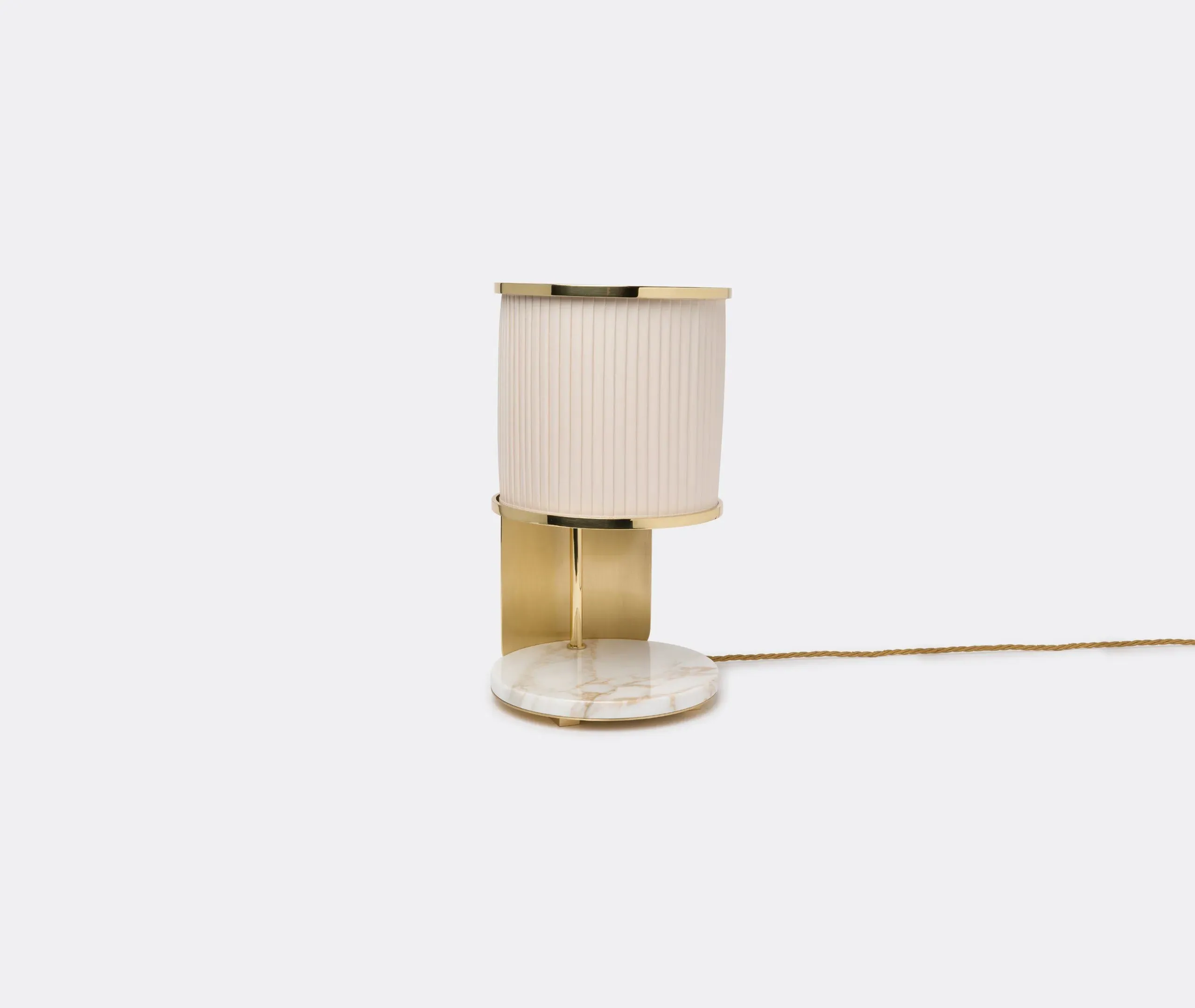 Table Lamp with Pleated Shade - Polished Brass