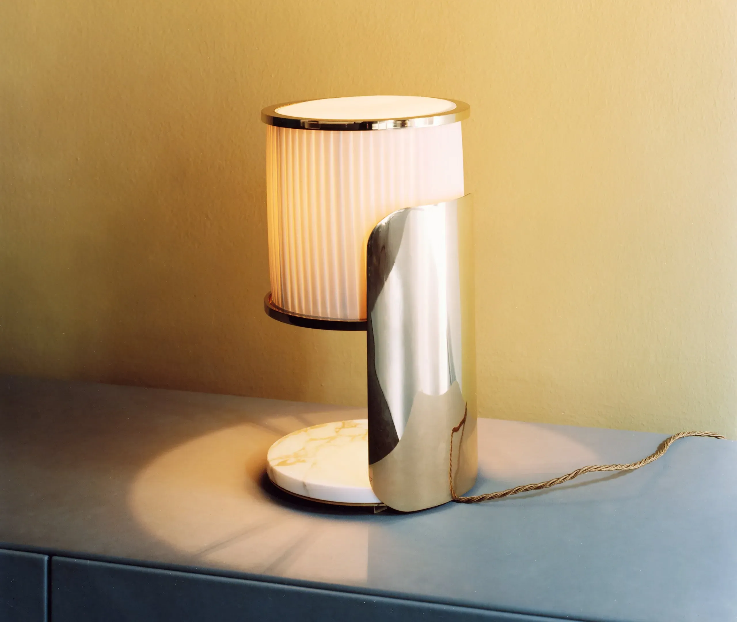 Table Lamp with Pleated Shade - Polished Brass