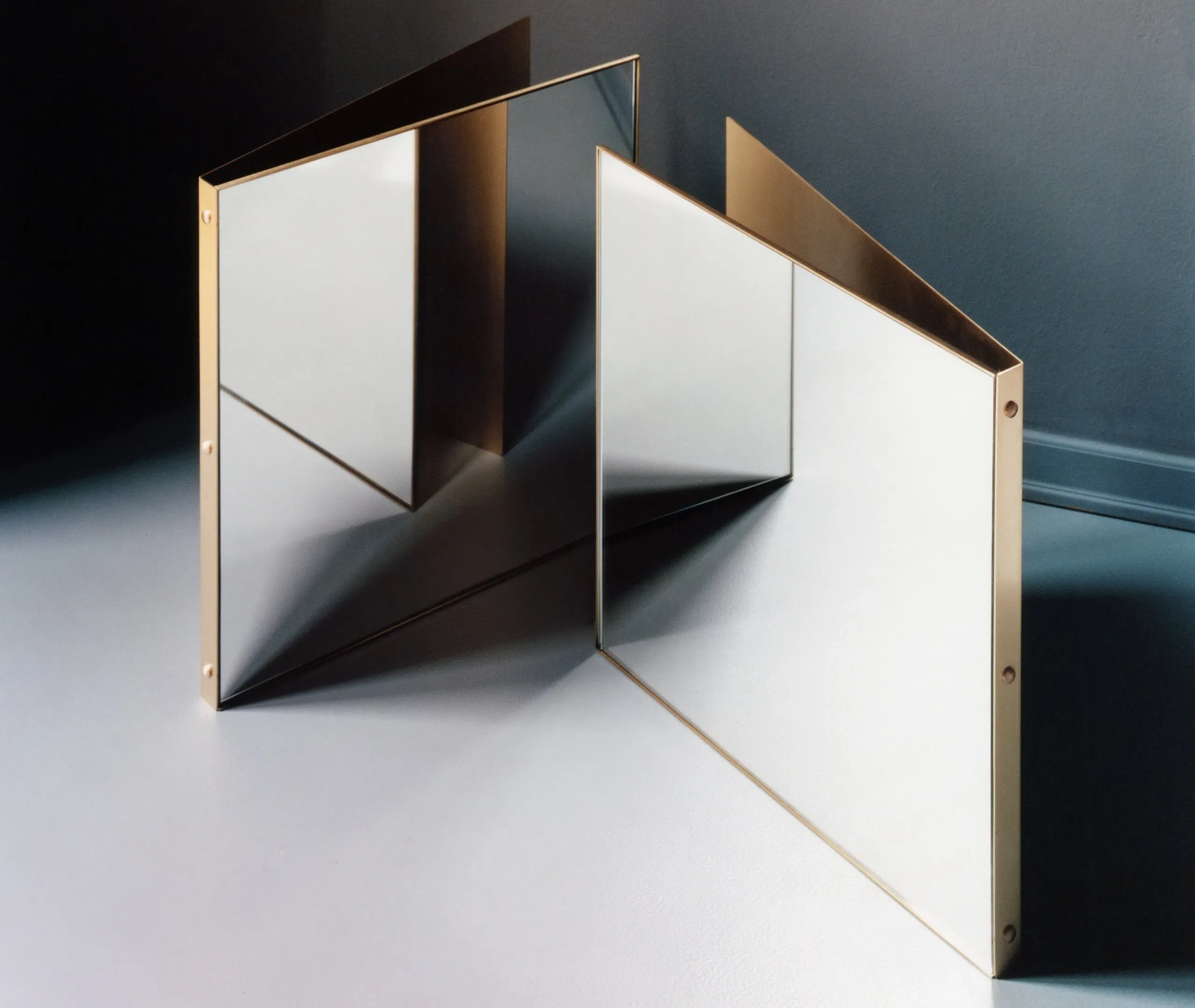 Wall Mirror with Tinted Glass - Brass, Metal
