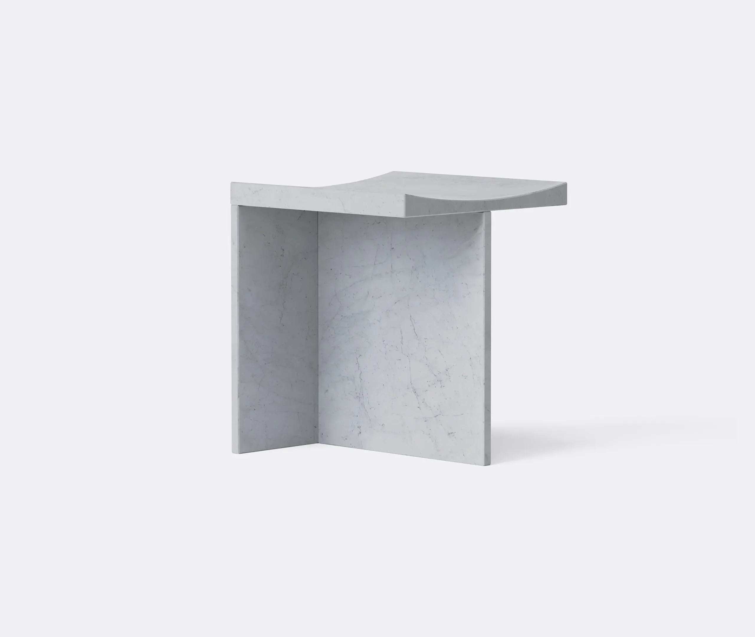 Concave Stool - White, Carrara Marble