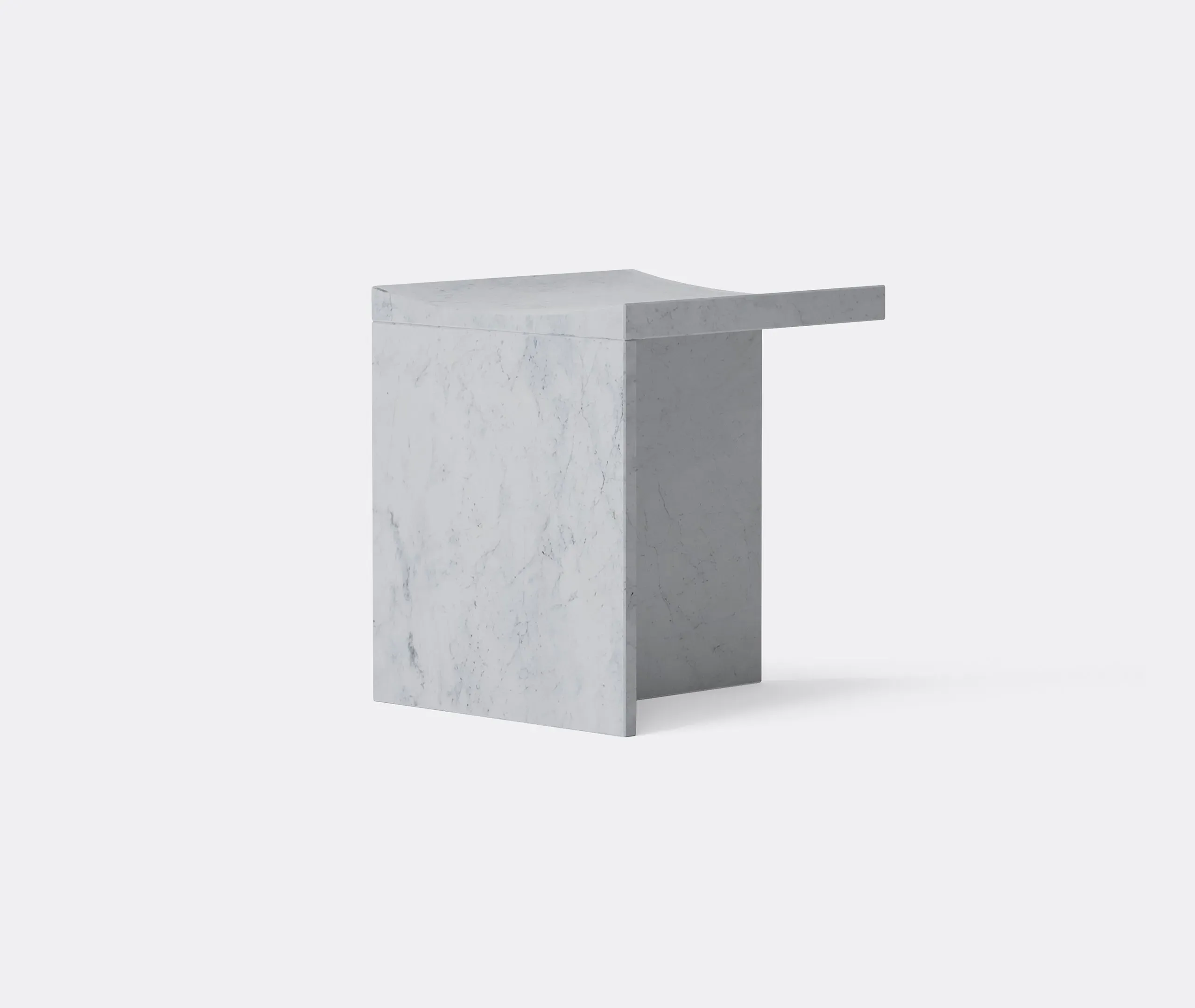 Concave Stool - White, Carrara Marble