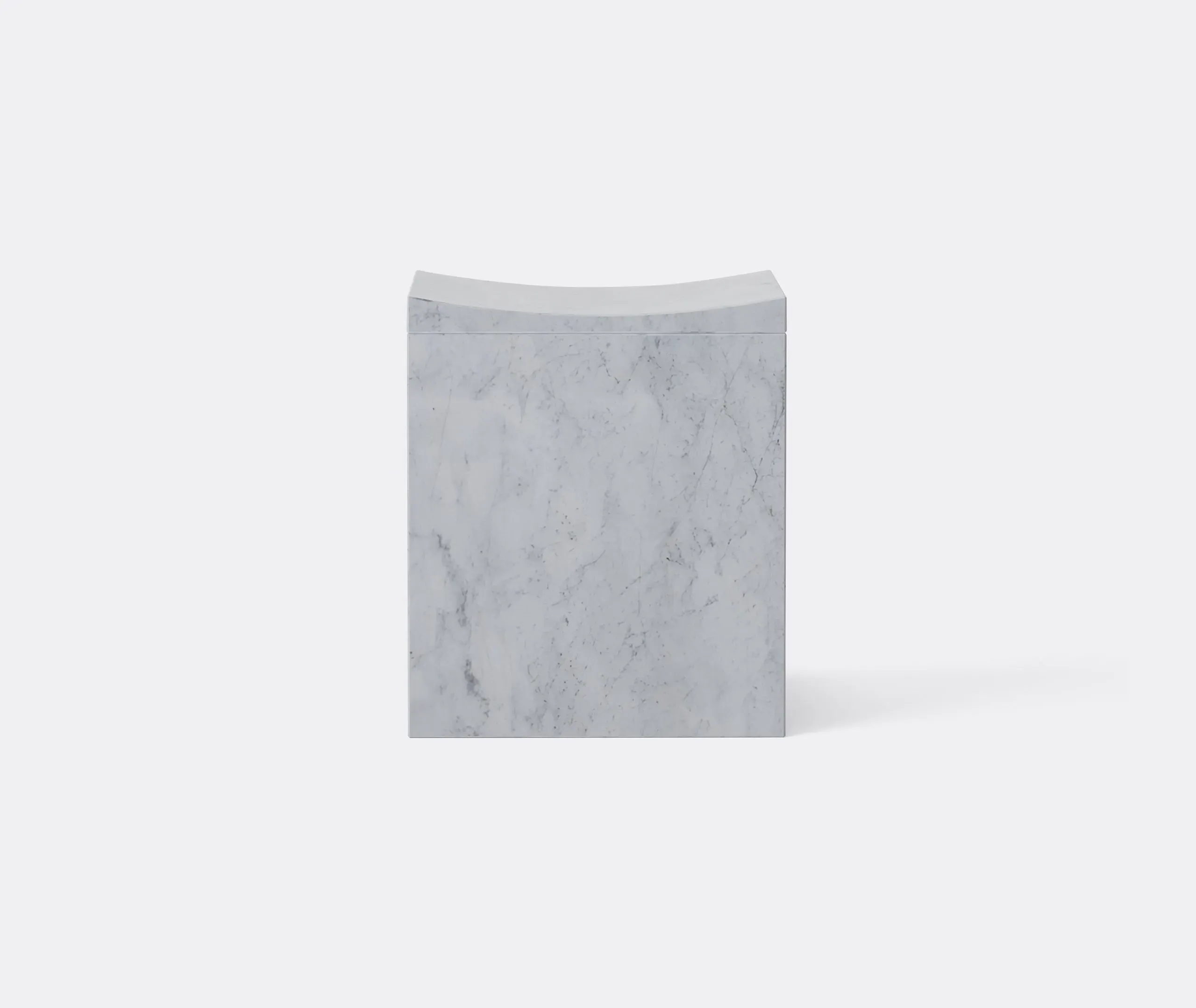 Concave Stool - White, Carrara Marble