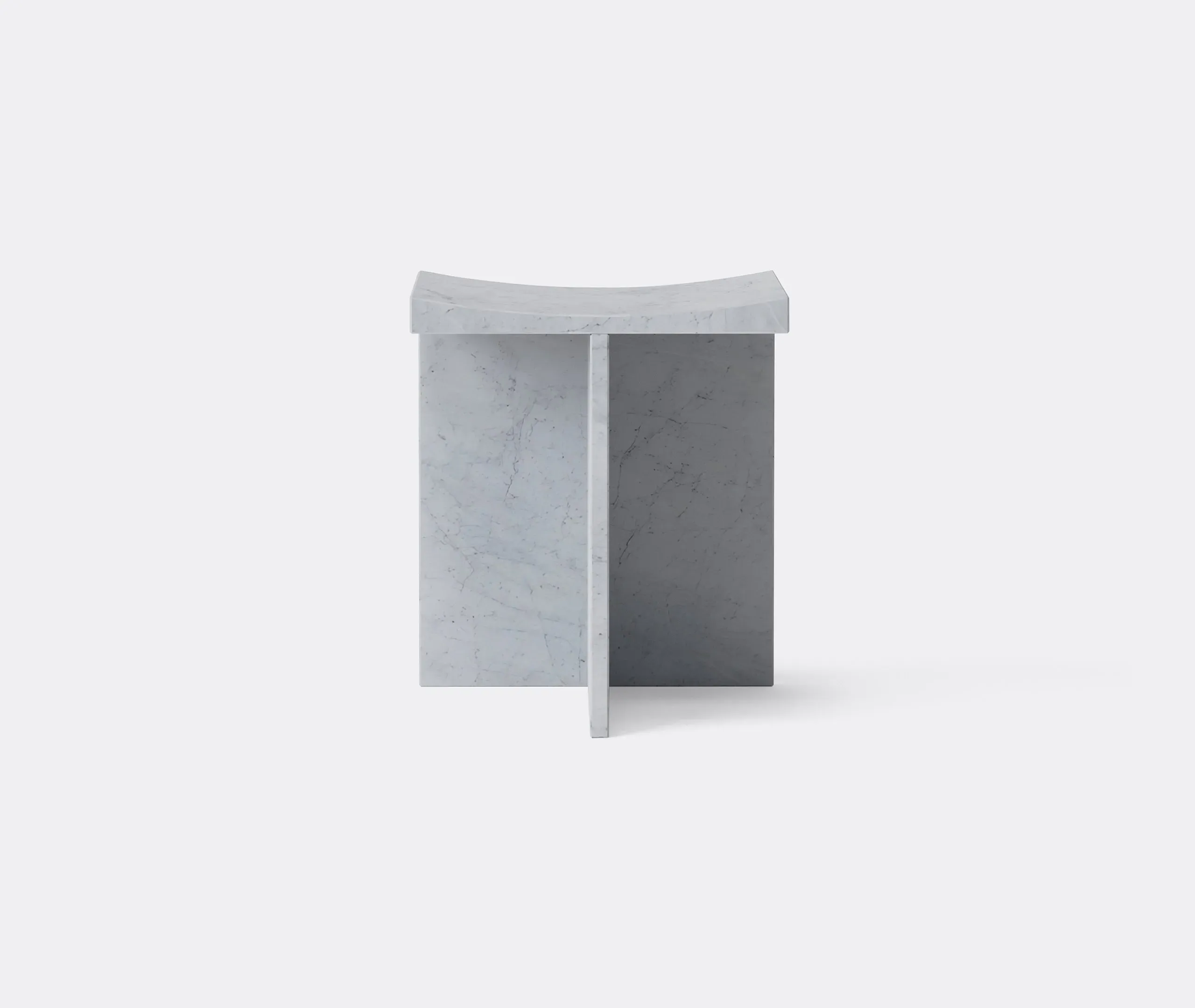 Concave Stool - White, Carrara Marble image