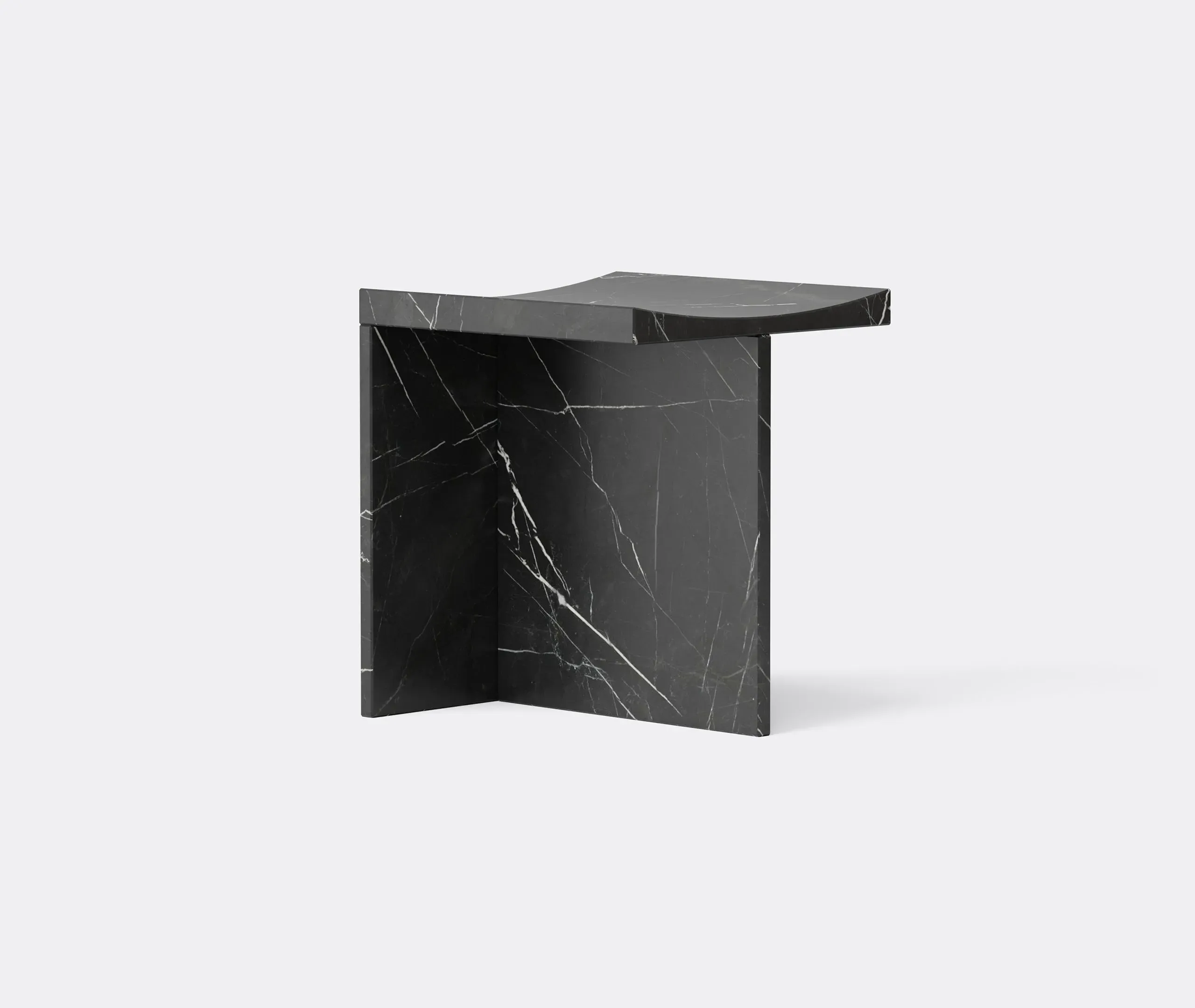 Curved Stool - Black, Marble