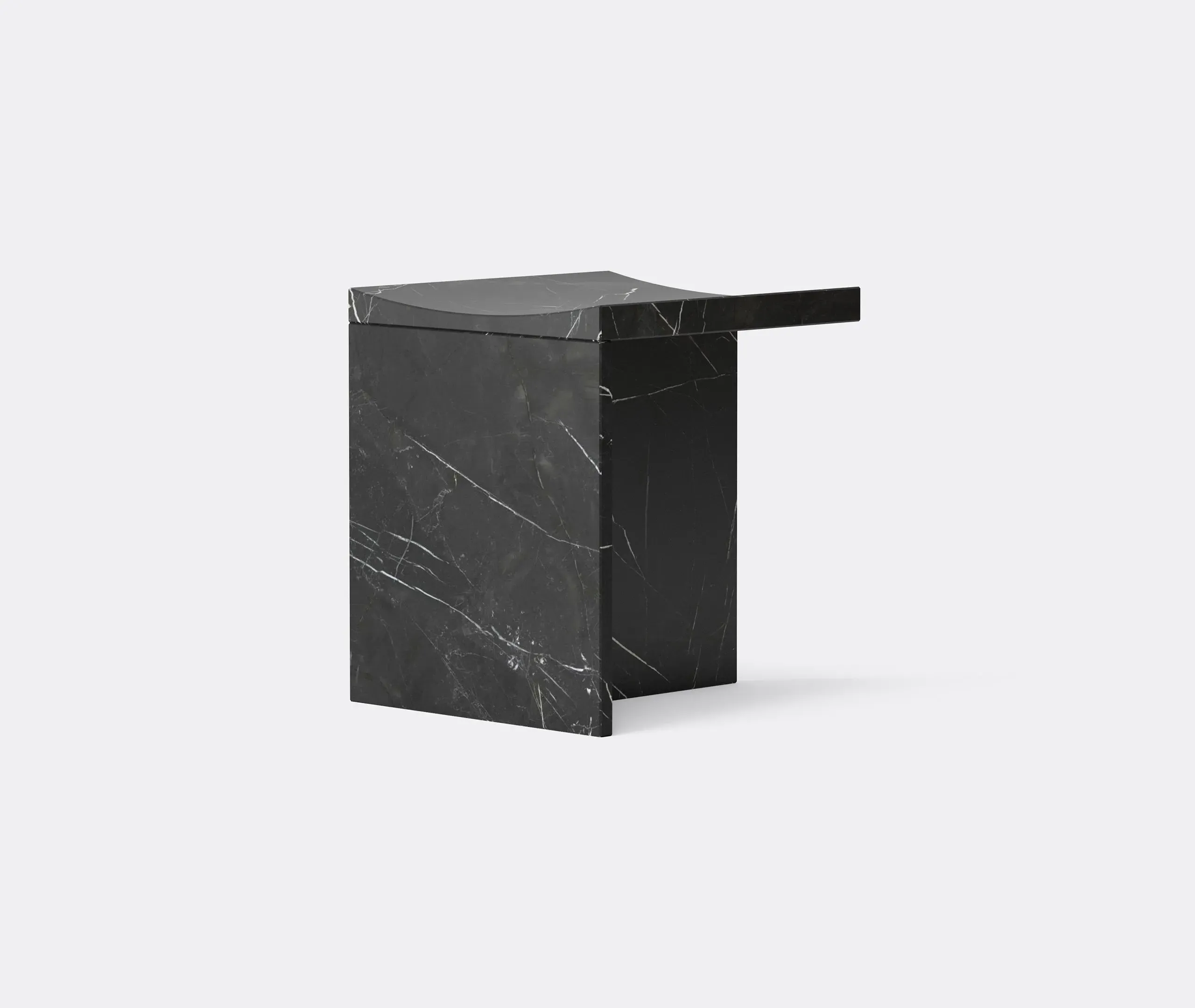 Curved Stool - Black, Marble