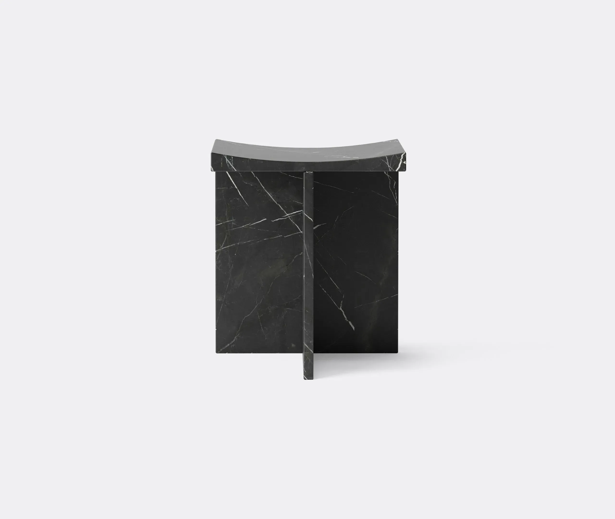 Curved Stool - Black, Marble image
