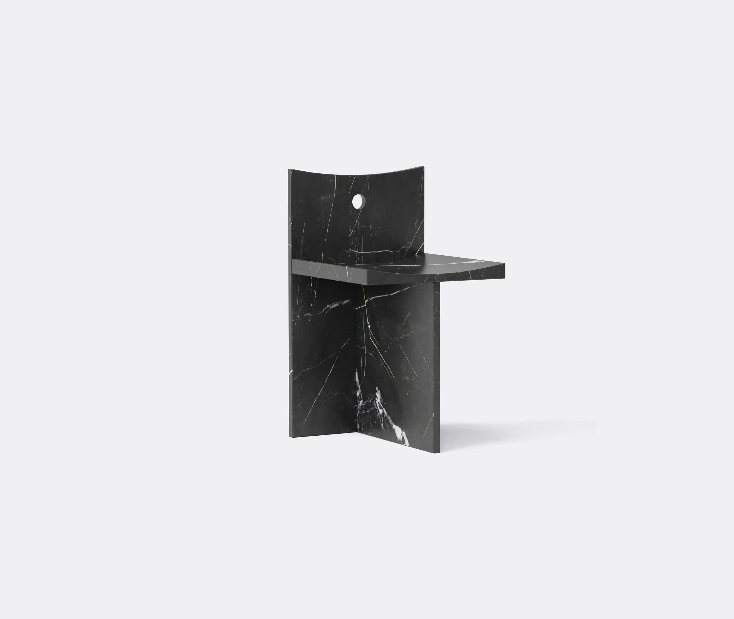 Thebes Chair with Concave Seat - Black, Marble