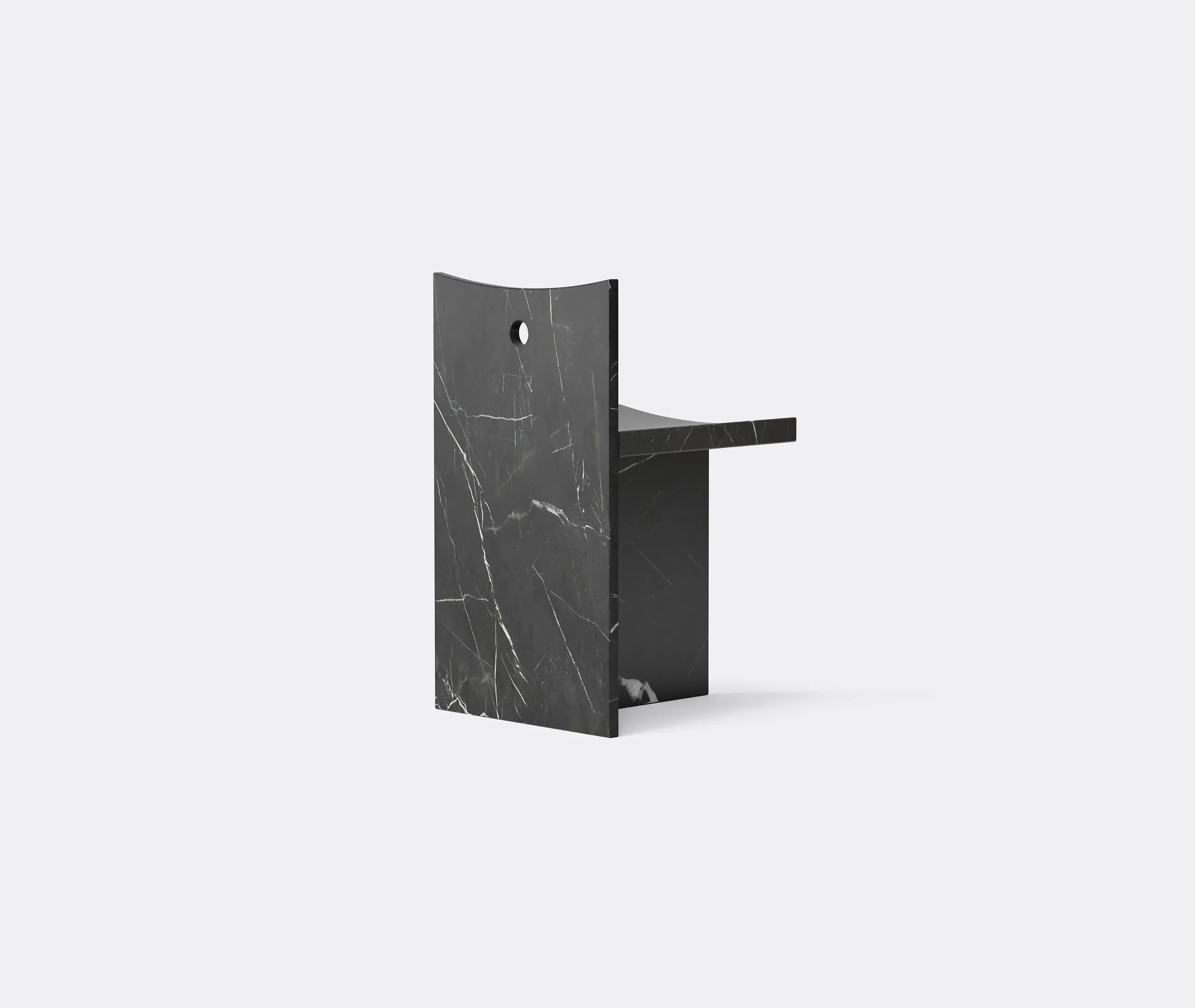 Thebes Chair with Concave Seat - Black, Marble