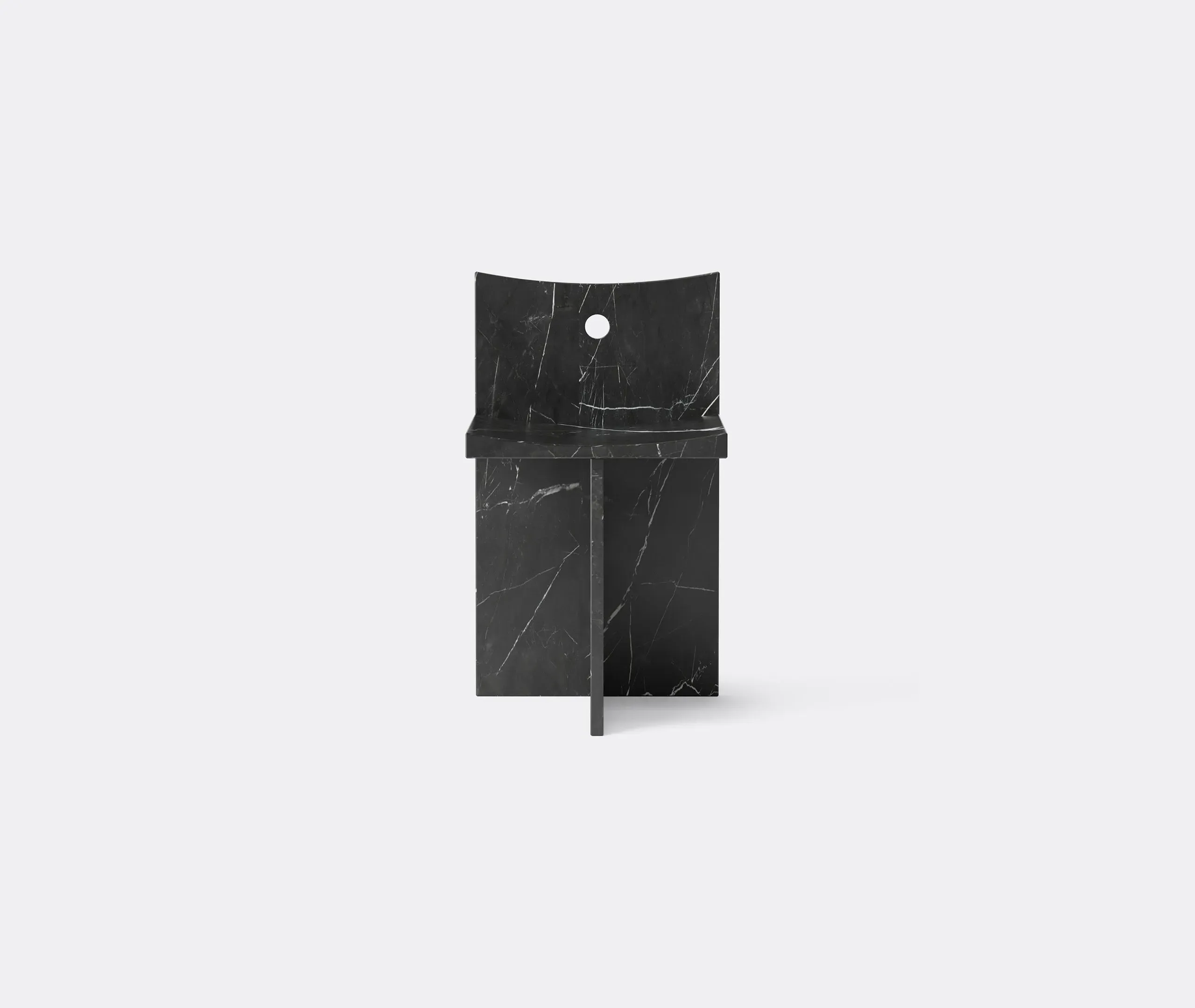 Thebes Chair with Concave Seat - Black, Marble image