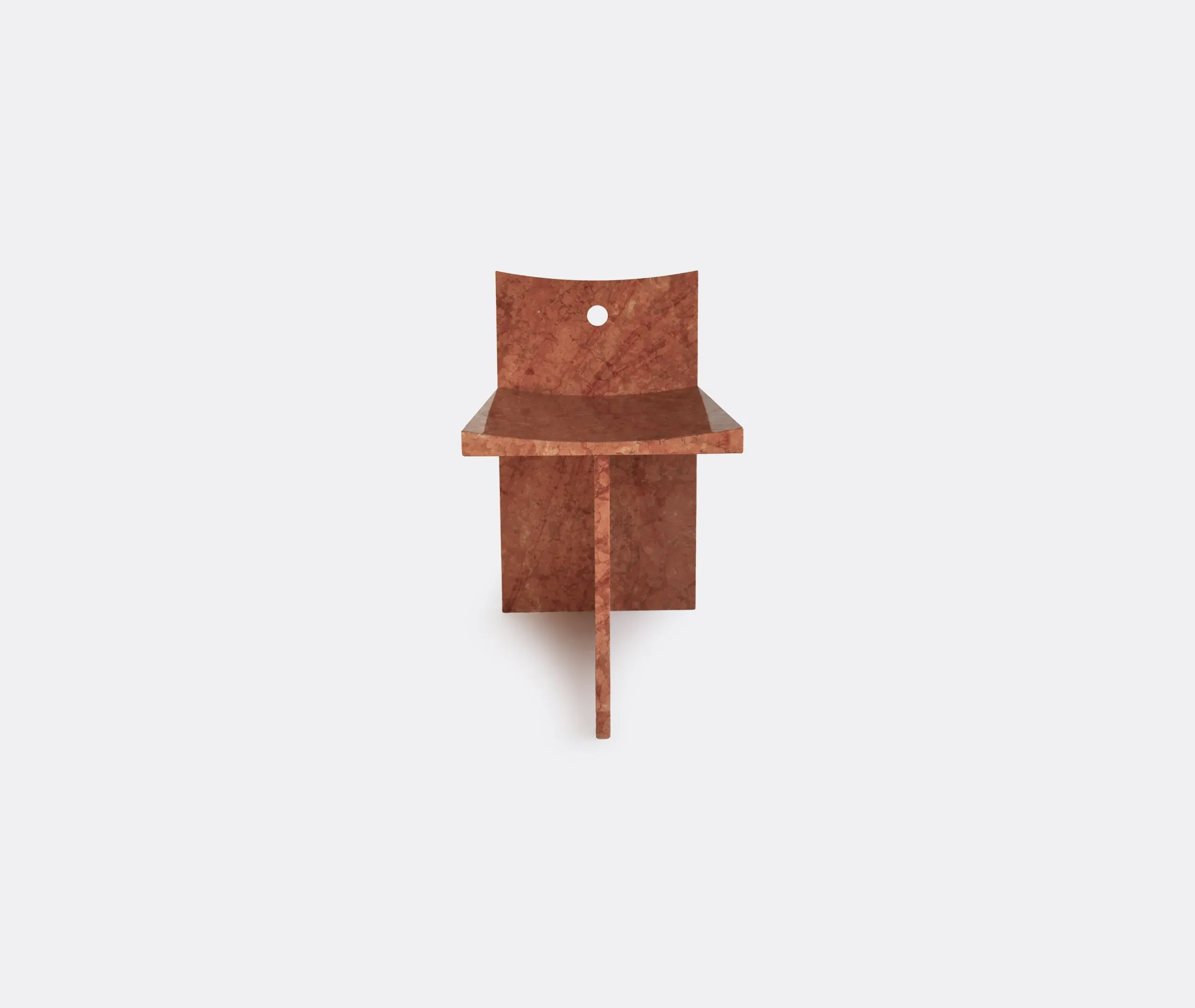 Thebes Chair with Concave Seat - Red, Marble