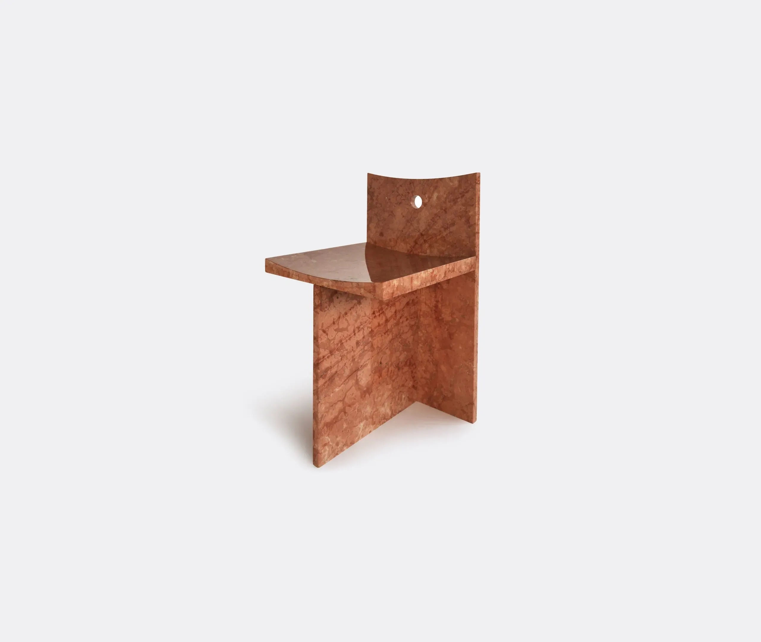 Thebes Chair with Concave Seat - Red, Marble